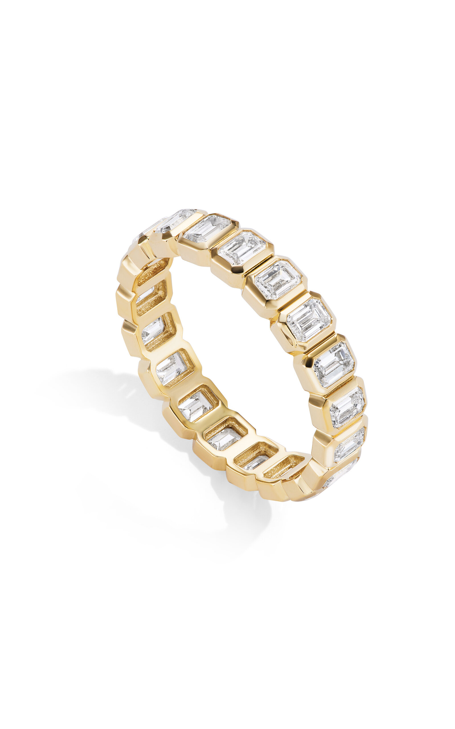 14K Yellow Gold Emerald Bezel Eternity Band