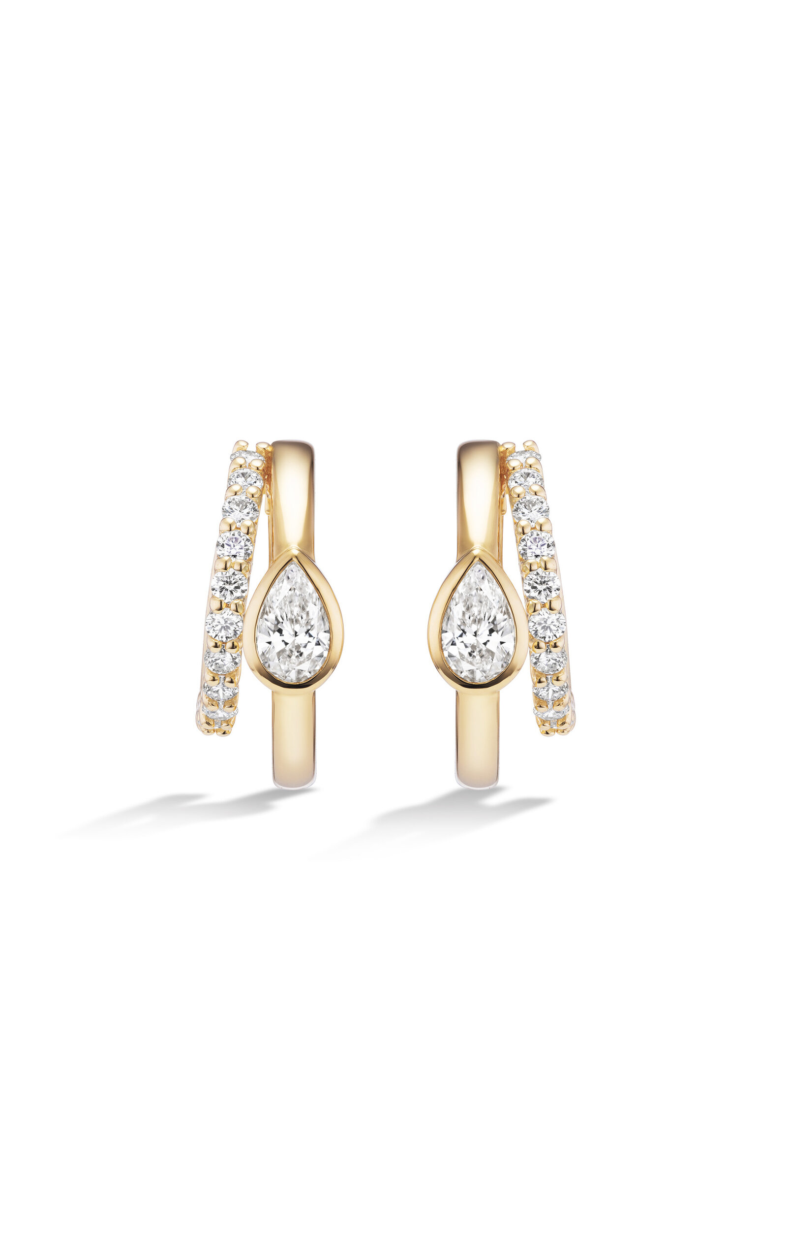 14K Yellow Gold Pear Double Huggies