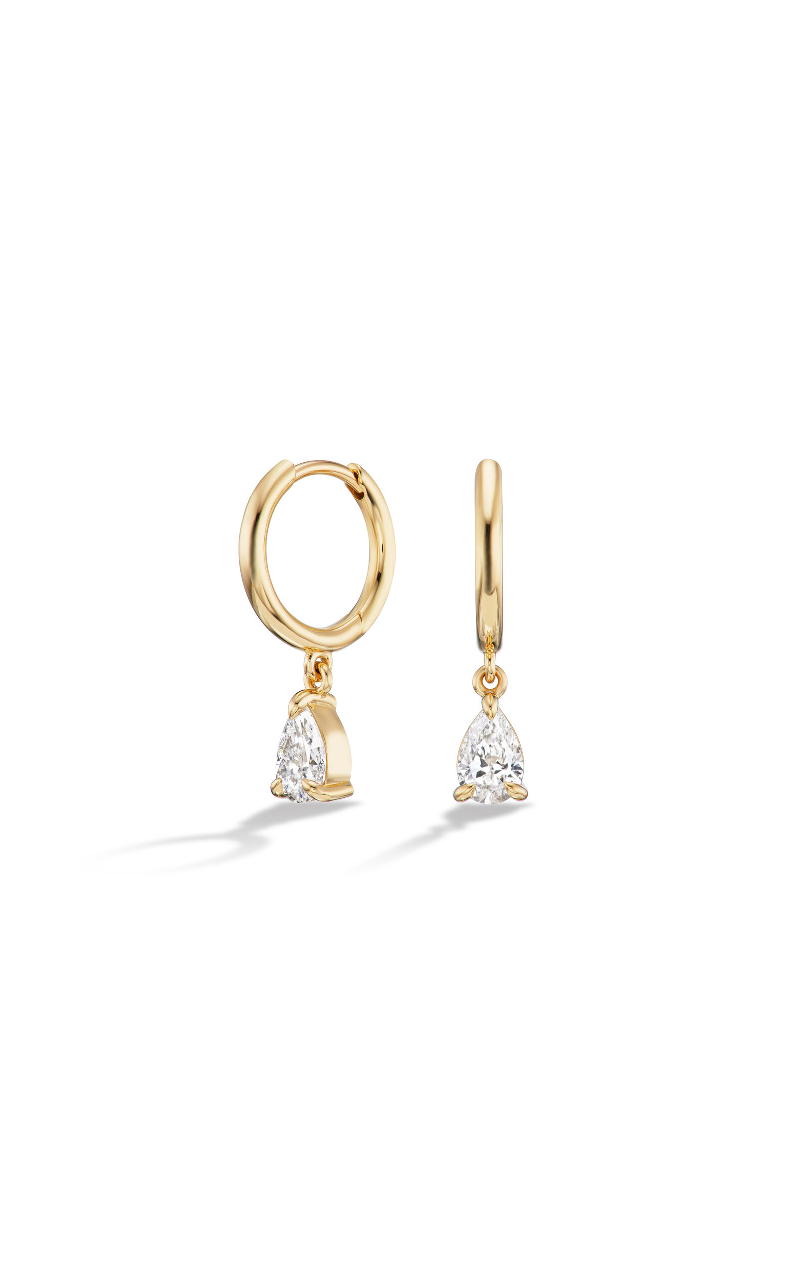 14K Yellow Gold Pear Huggies