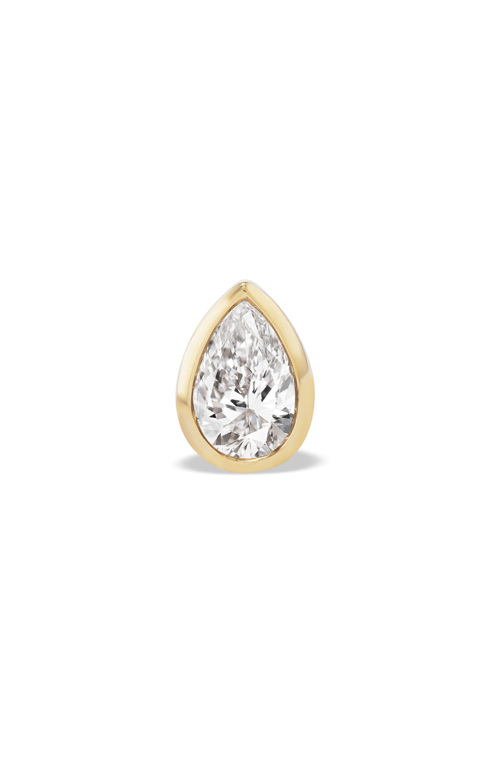 14K Yellow Gold Pear Bezel Mini Stud Single Earring