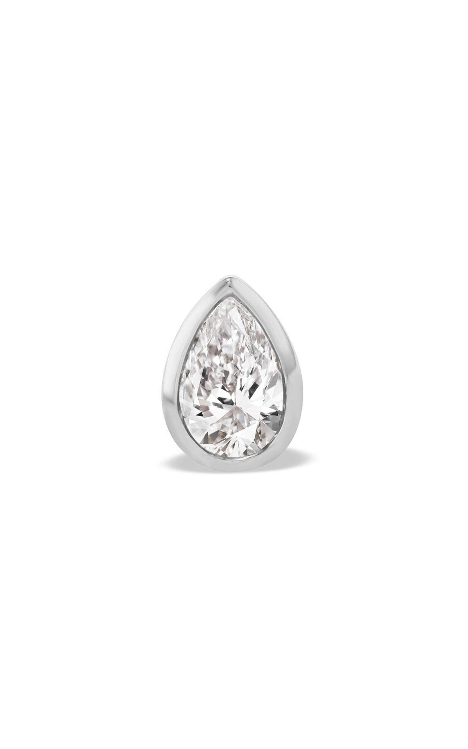14K White Gold Pear Bezel Mini Stud Single Earring