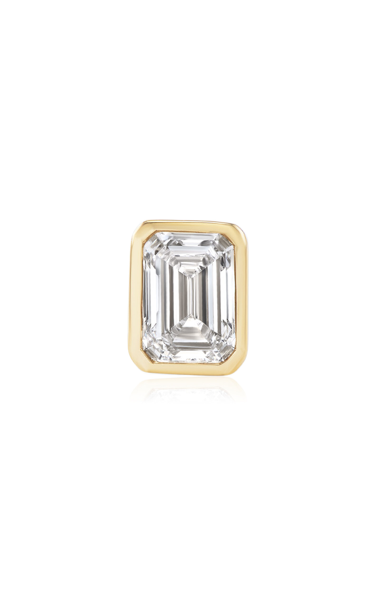 14K Yellow Gold Emerald Bezel Mini Stud Single Earring