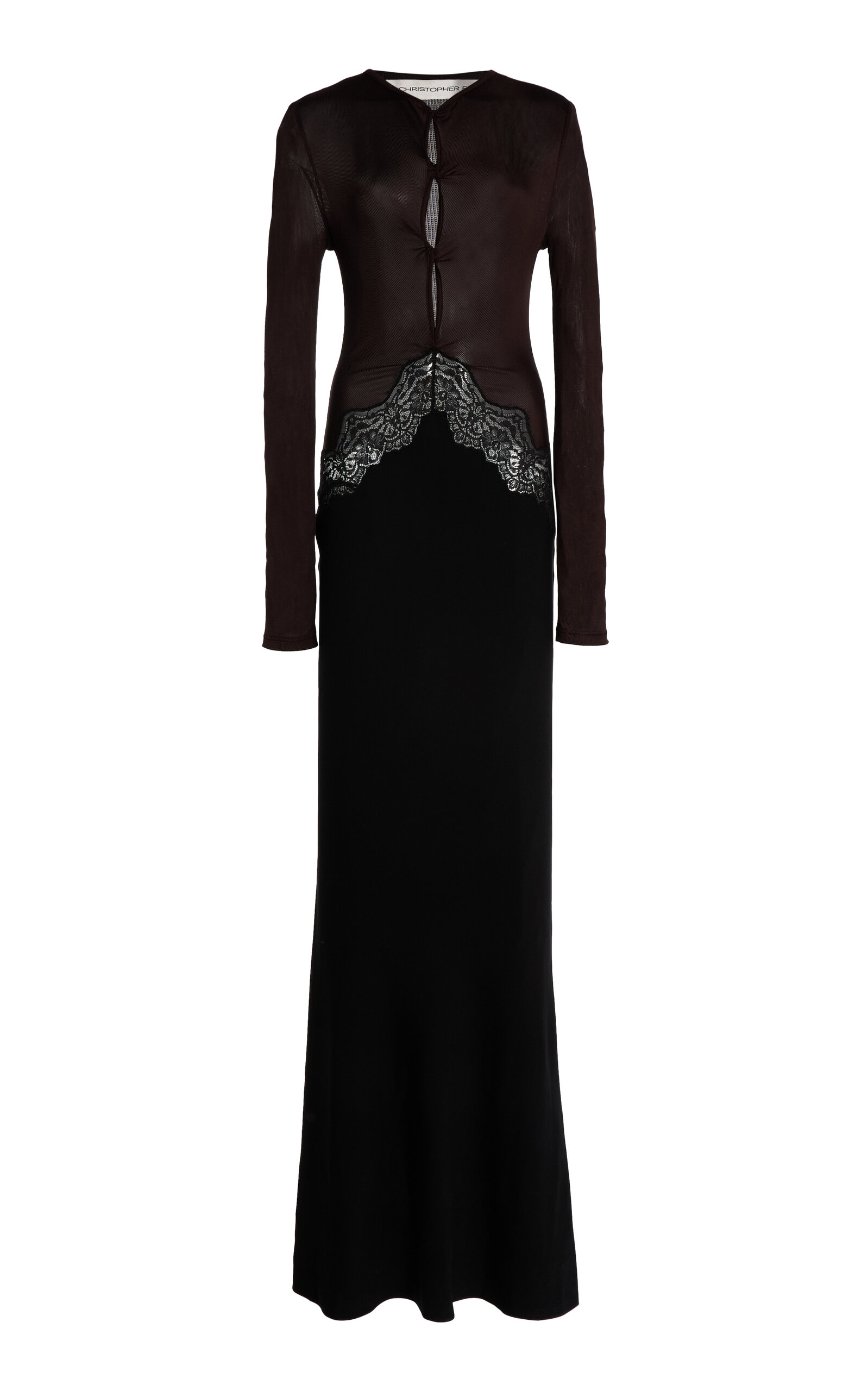 Christopher Esber Open Twist Lace-Trimmed Maxi Dress