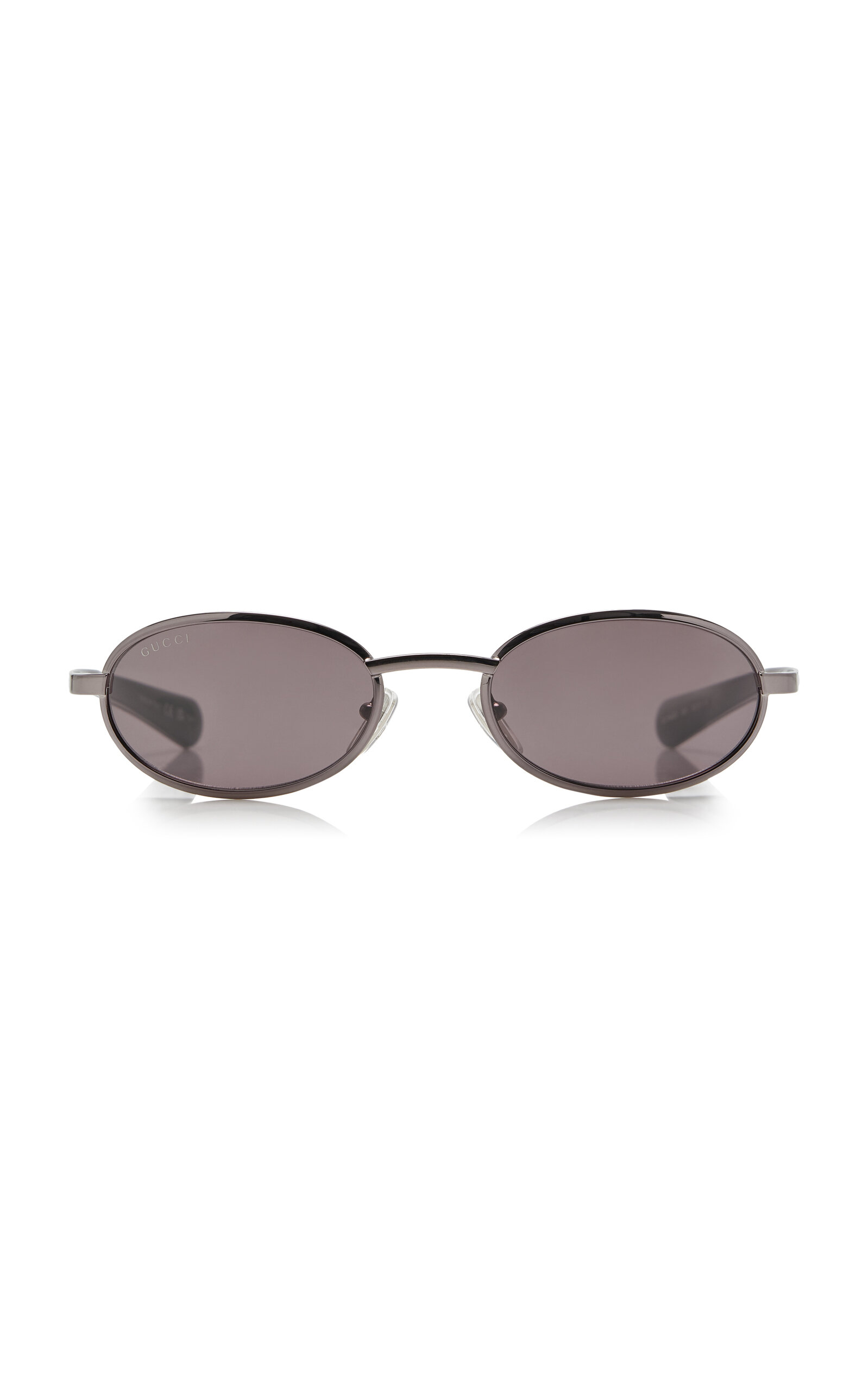 Gucci Oval-frame Metal Sunglasses In Gray