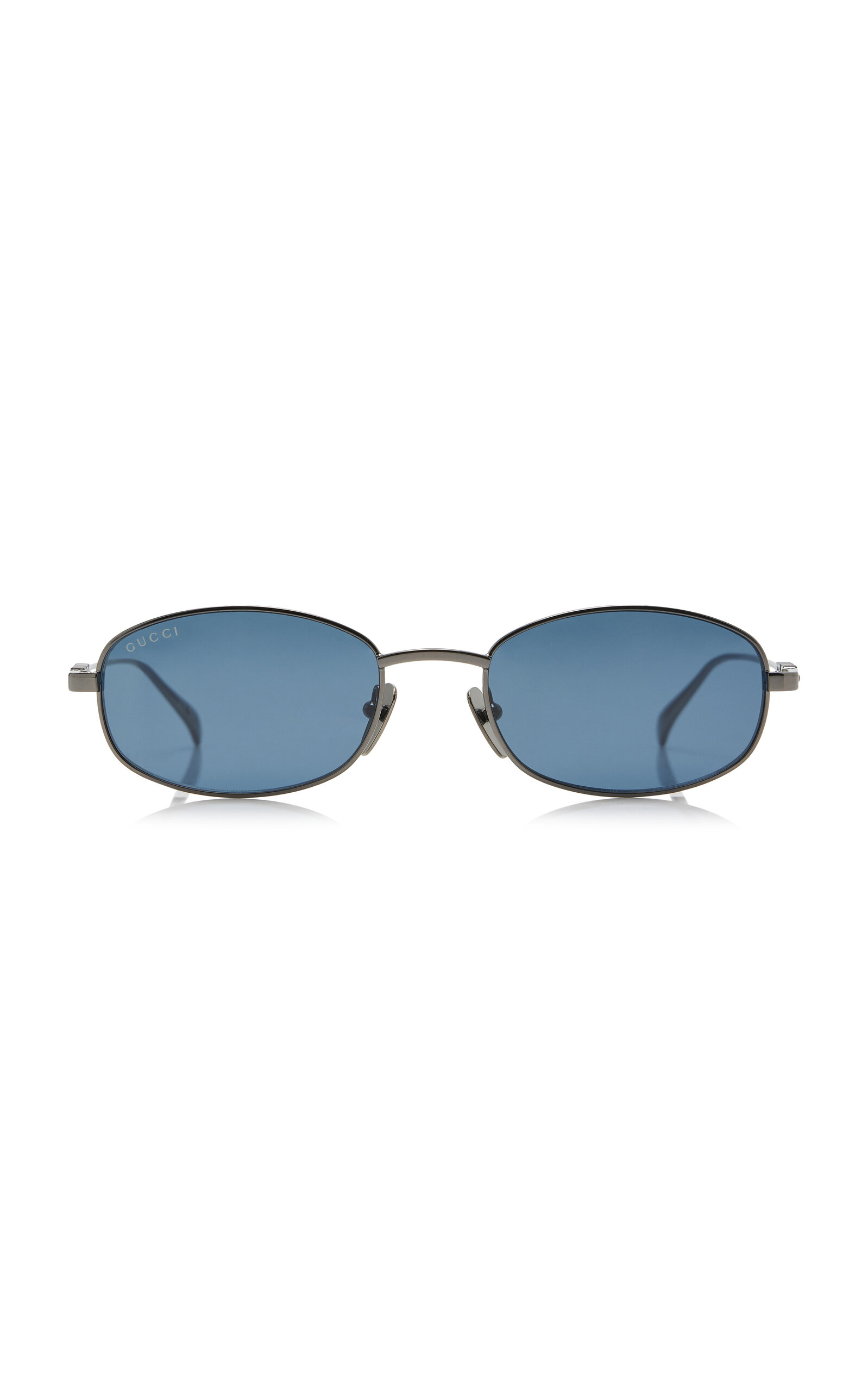 Gucci Oval-frame Metal Sunglasses In Blue