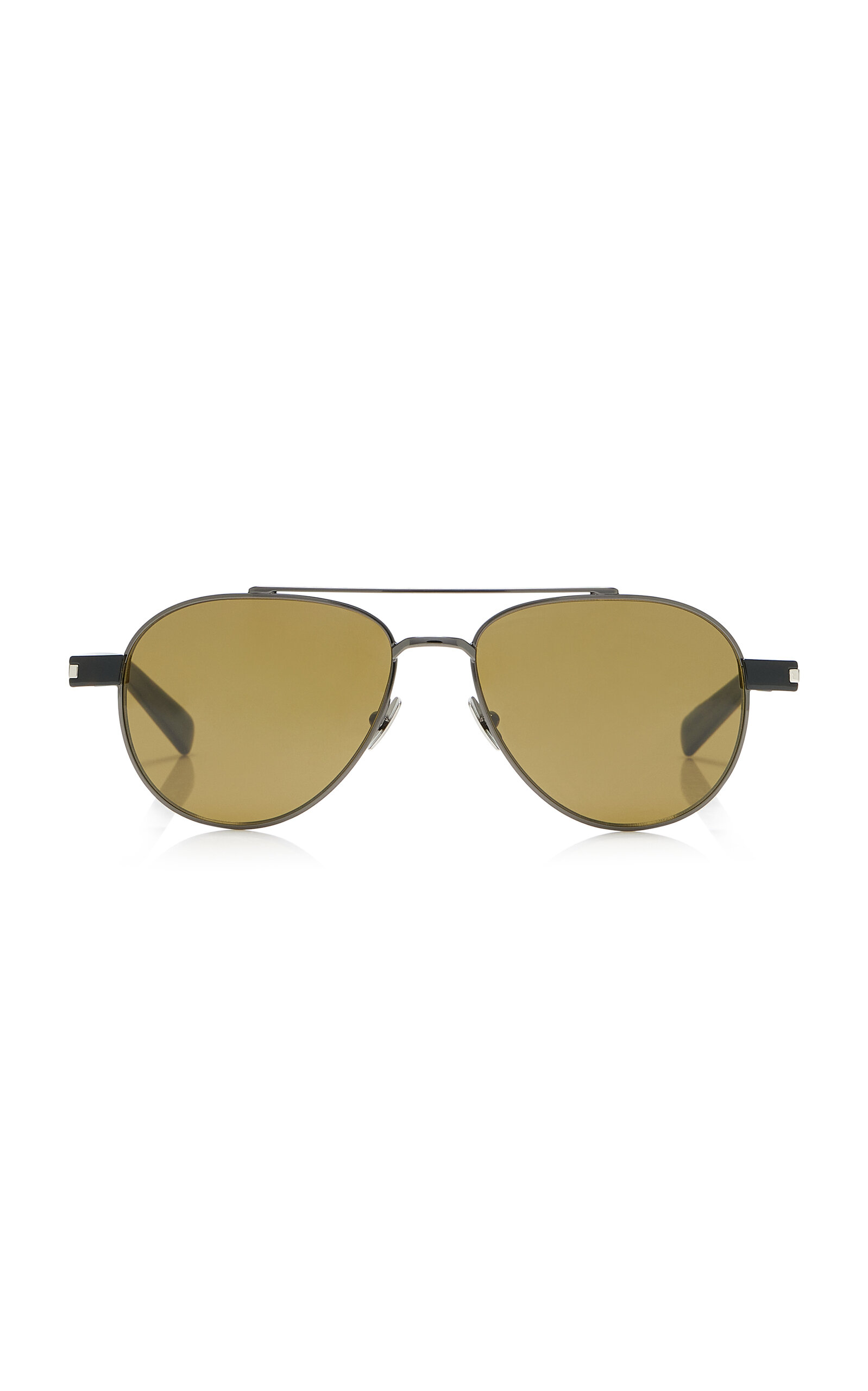 Saint Laurent Aviator-frame Metal Sunglasses In Green
