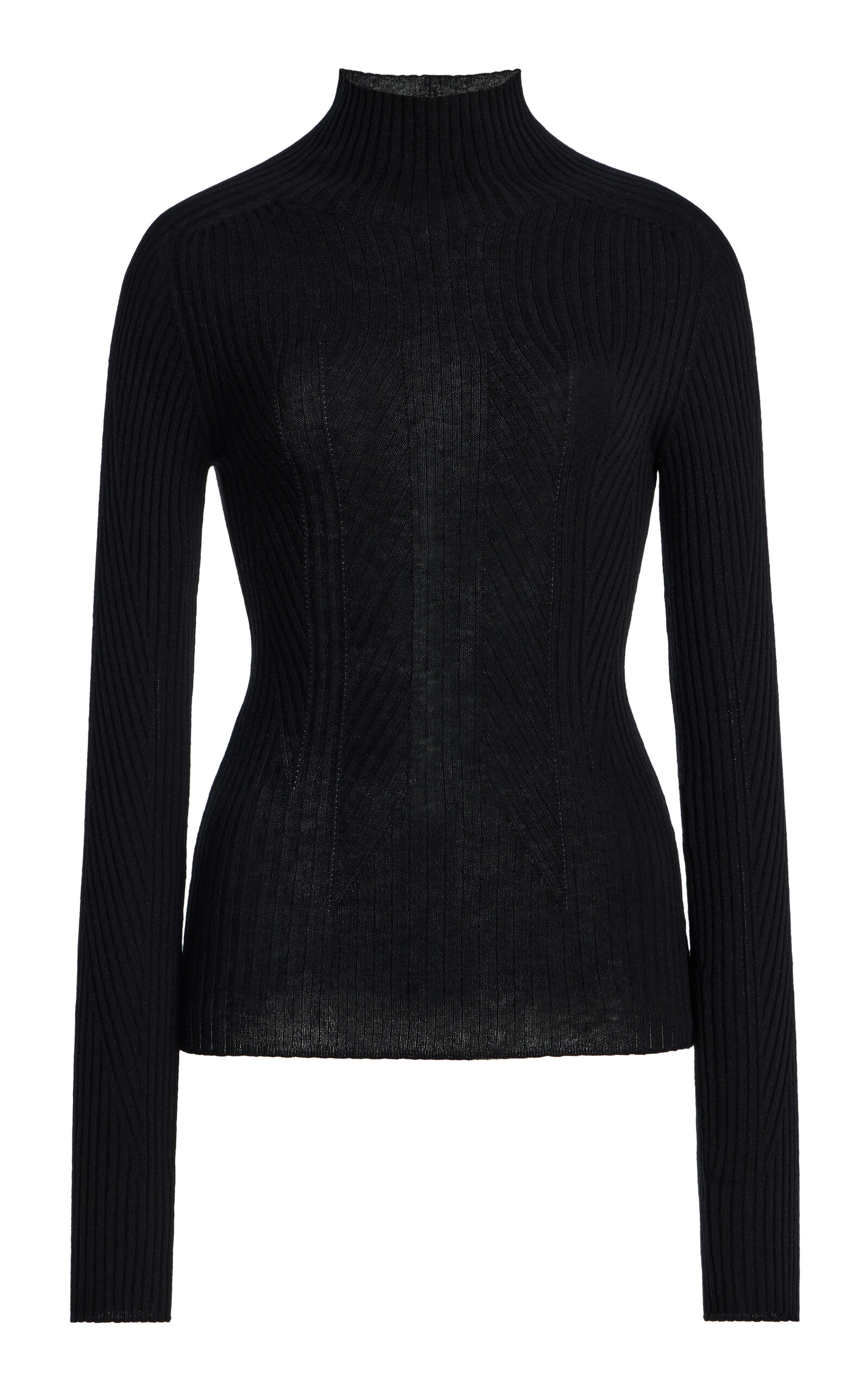 Dl1961 Turtleneck Ribbed-knit Sweater In Black