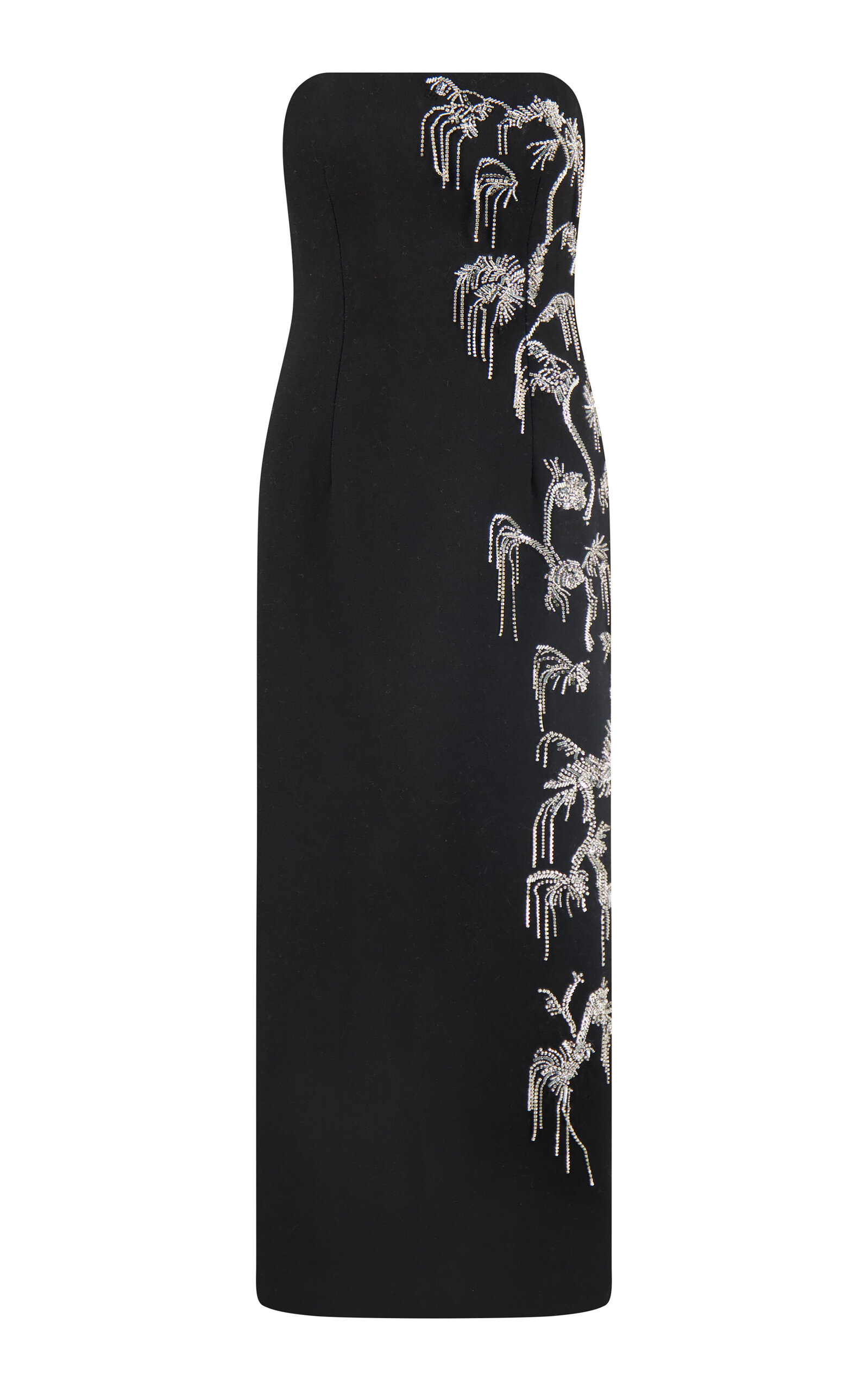 Lela Rose Crystal Embroidered Strapless Sheath