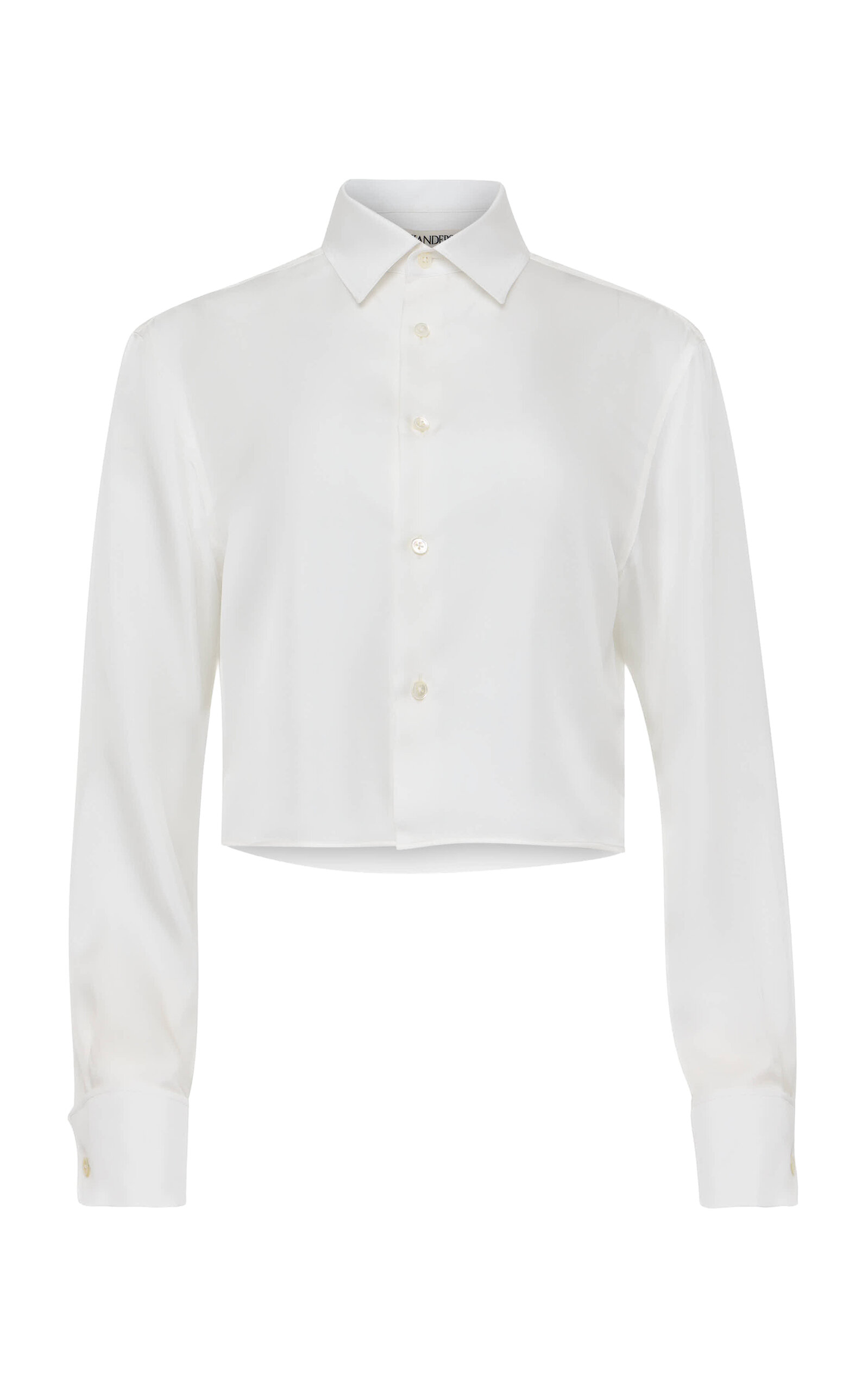 Jw Anderson Cropped Silk Shirt In White