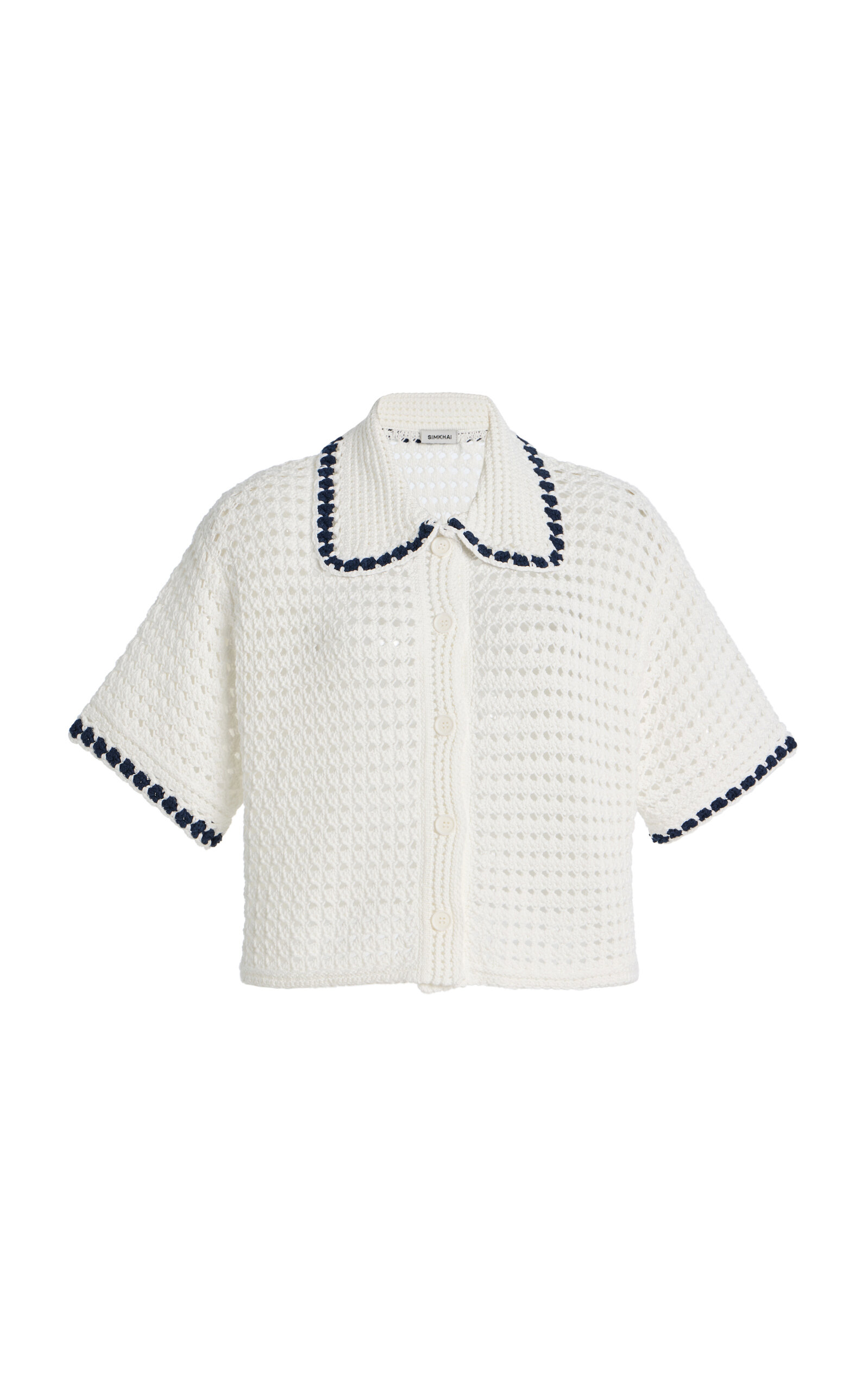 SIMKHAI Shiloh Open-Knit Cotton-Blend Shirt - Ivory