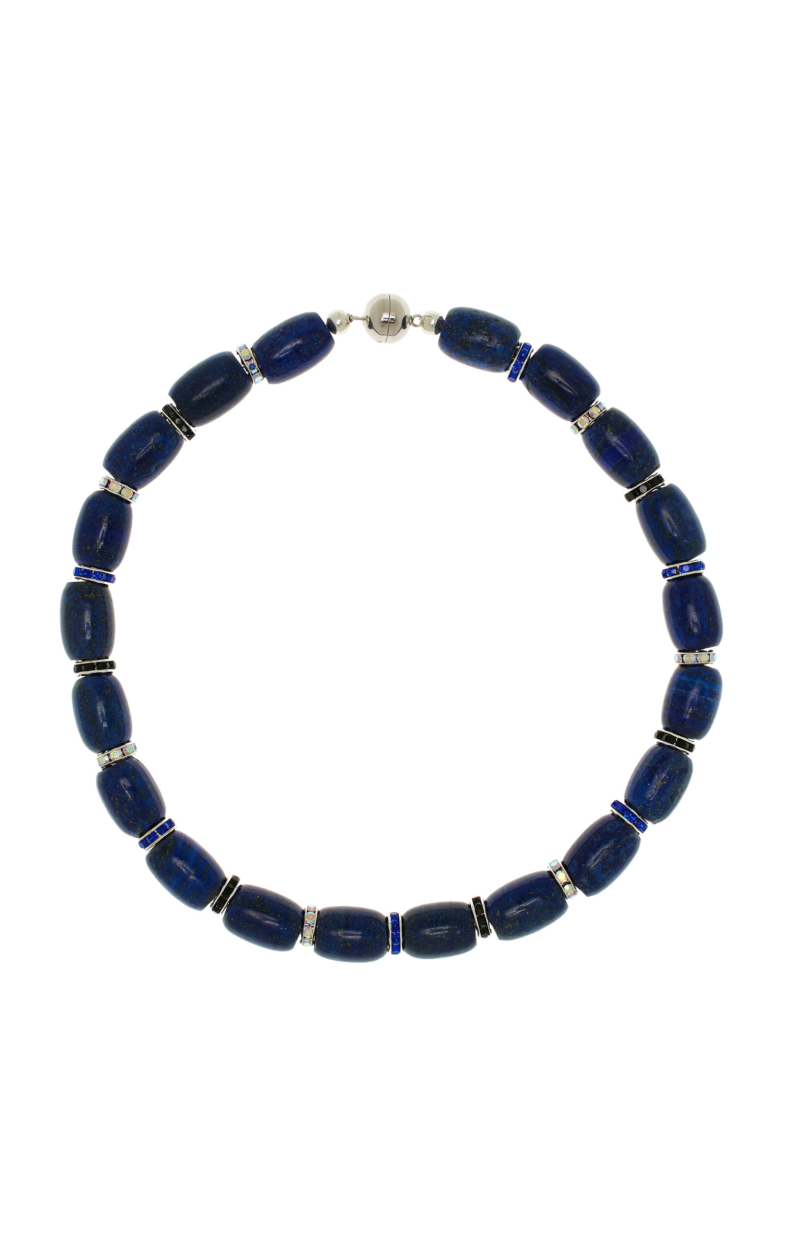 Julietta Donna Rhodium-plated Lapis Lazuli Necklace In Black