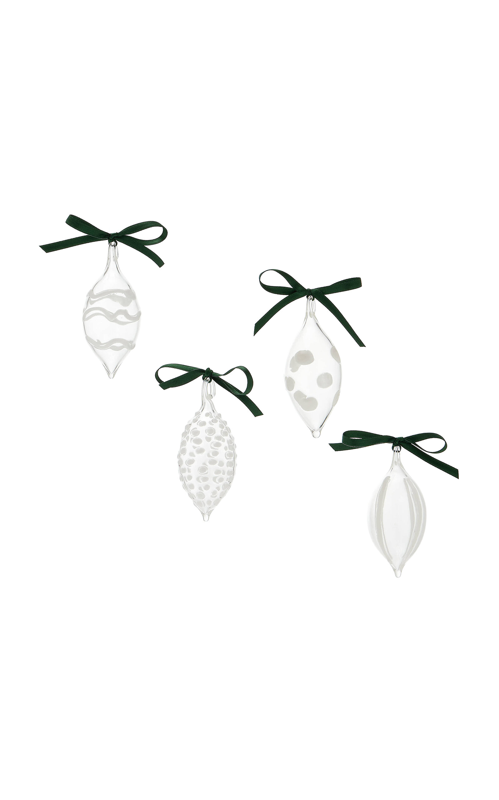 Moda Domus Set-of-Four Blown Glass Ornaments - White
