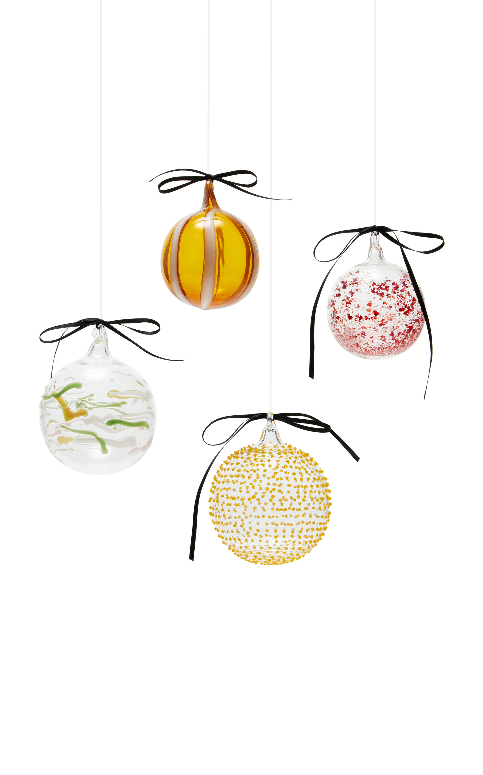 Moda Domus Set-of-Four Mixed Hand-Blown Glass Ornaments - Multi