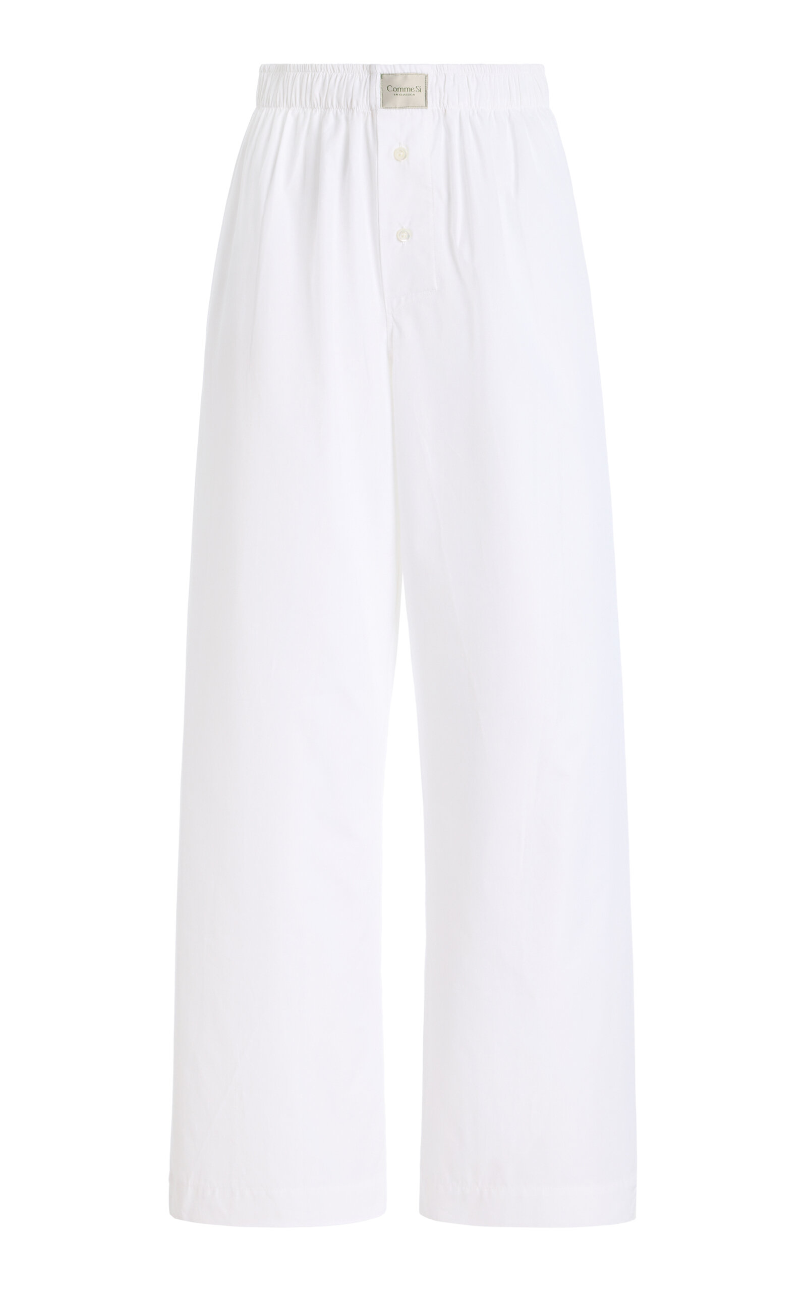 Comme Si - La Boxer Alta Cotton-Poplin Pants - White - XS - Moda Operandi
