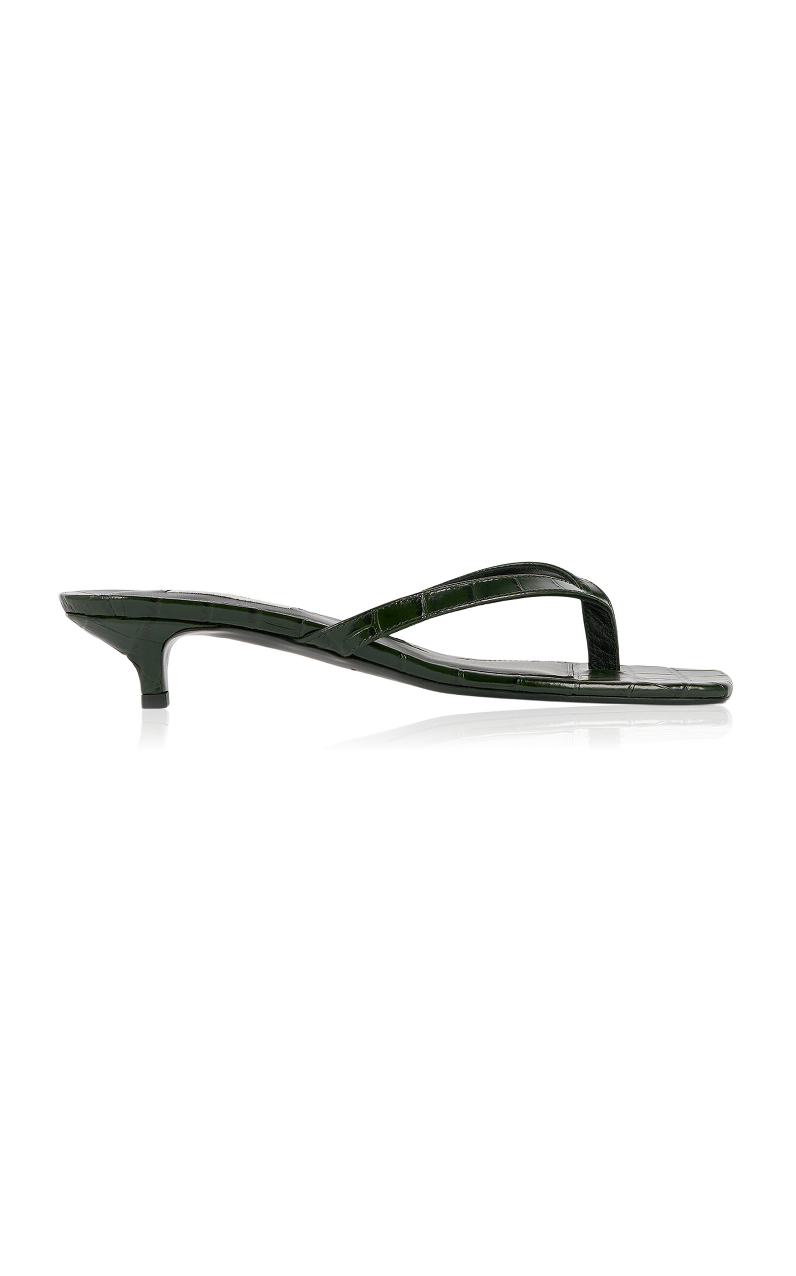 Toteme Croc-Embossed Leather Flip-Flop Sandals