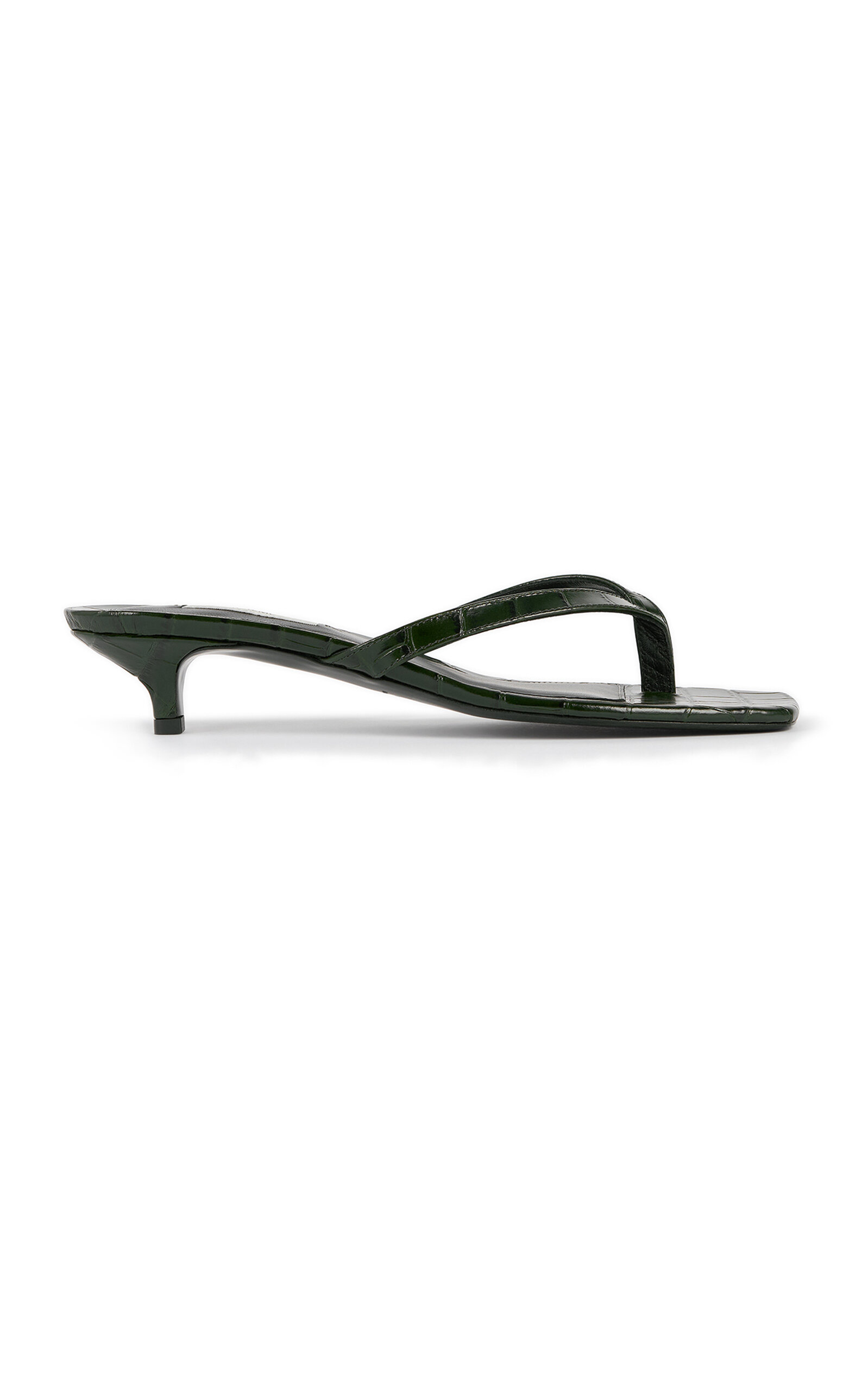 Toteme Croc-Embossed Leather Flip-Flop Sandals
