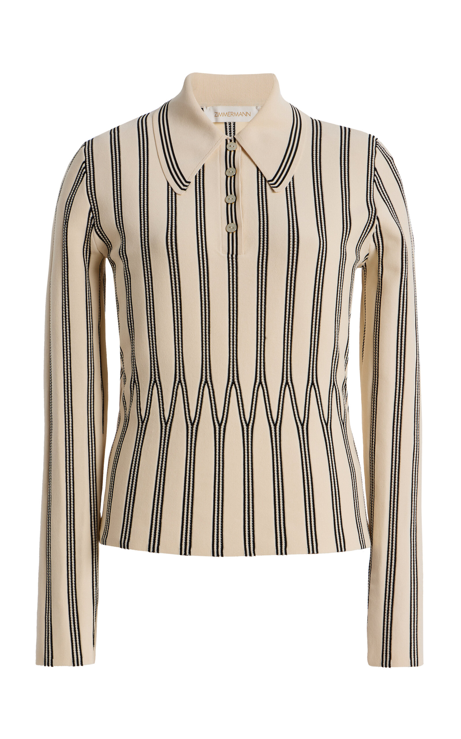 Zimmermann Rebellion Striped Knit Polo Shirt