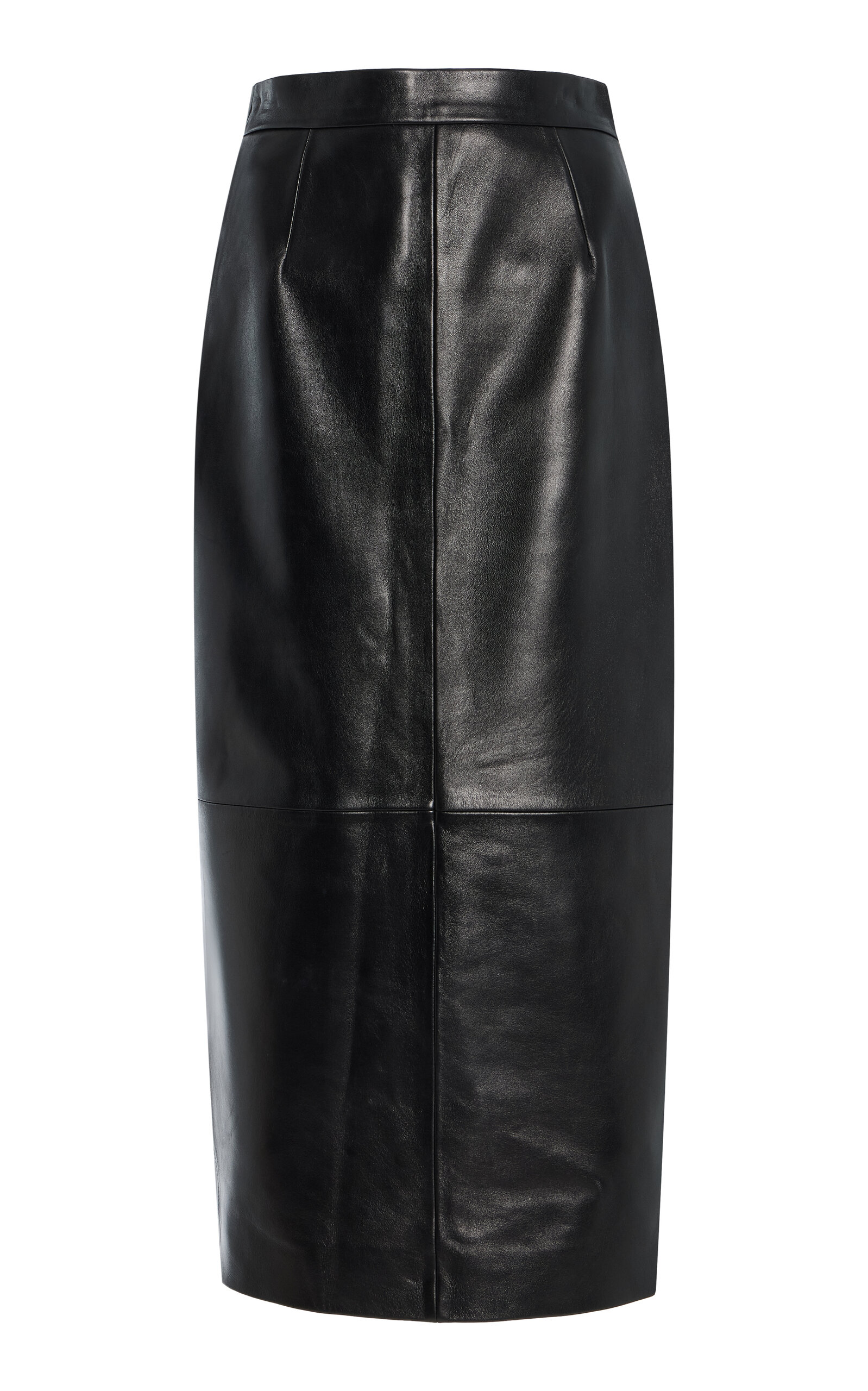 House Of Dagmar Leather Midi Skirt In Black