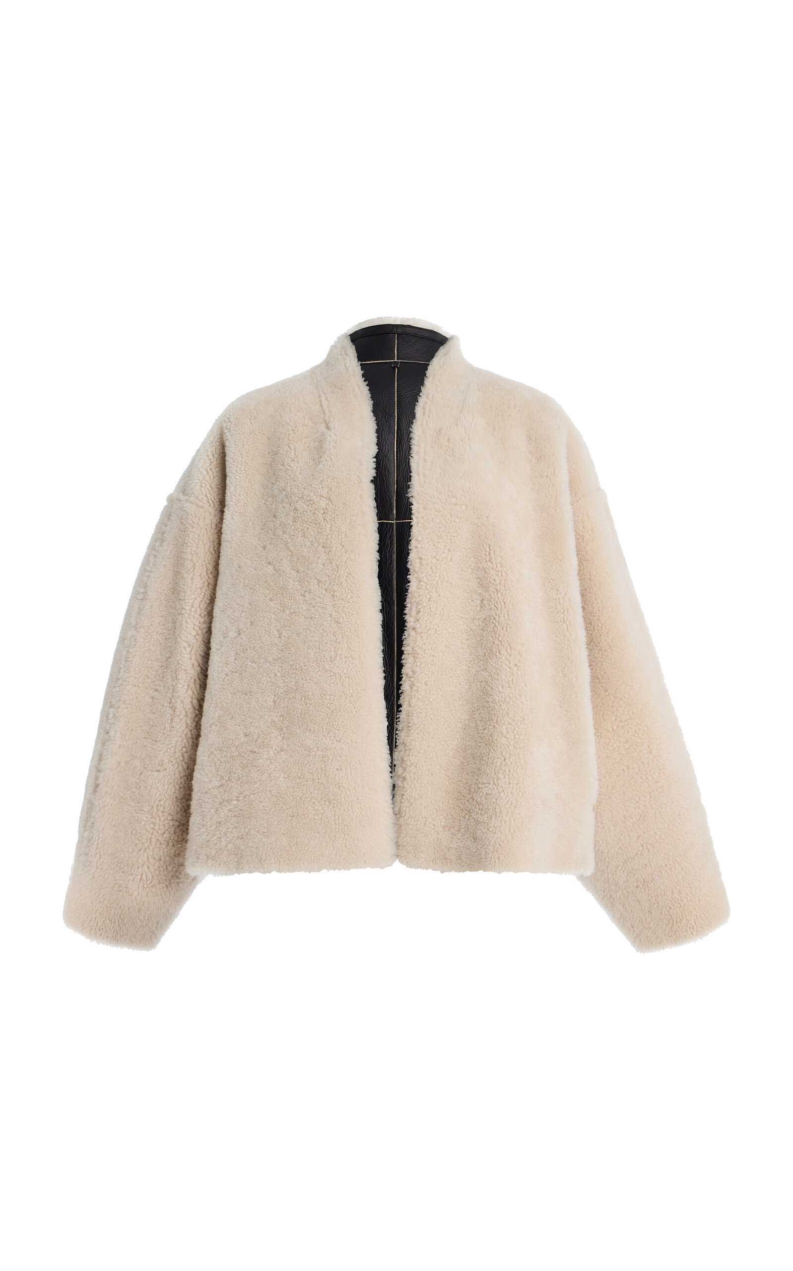 House Of Dagmar Short Shearling Jacket In Neutral