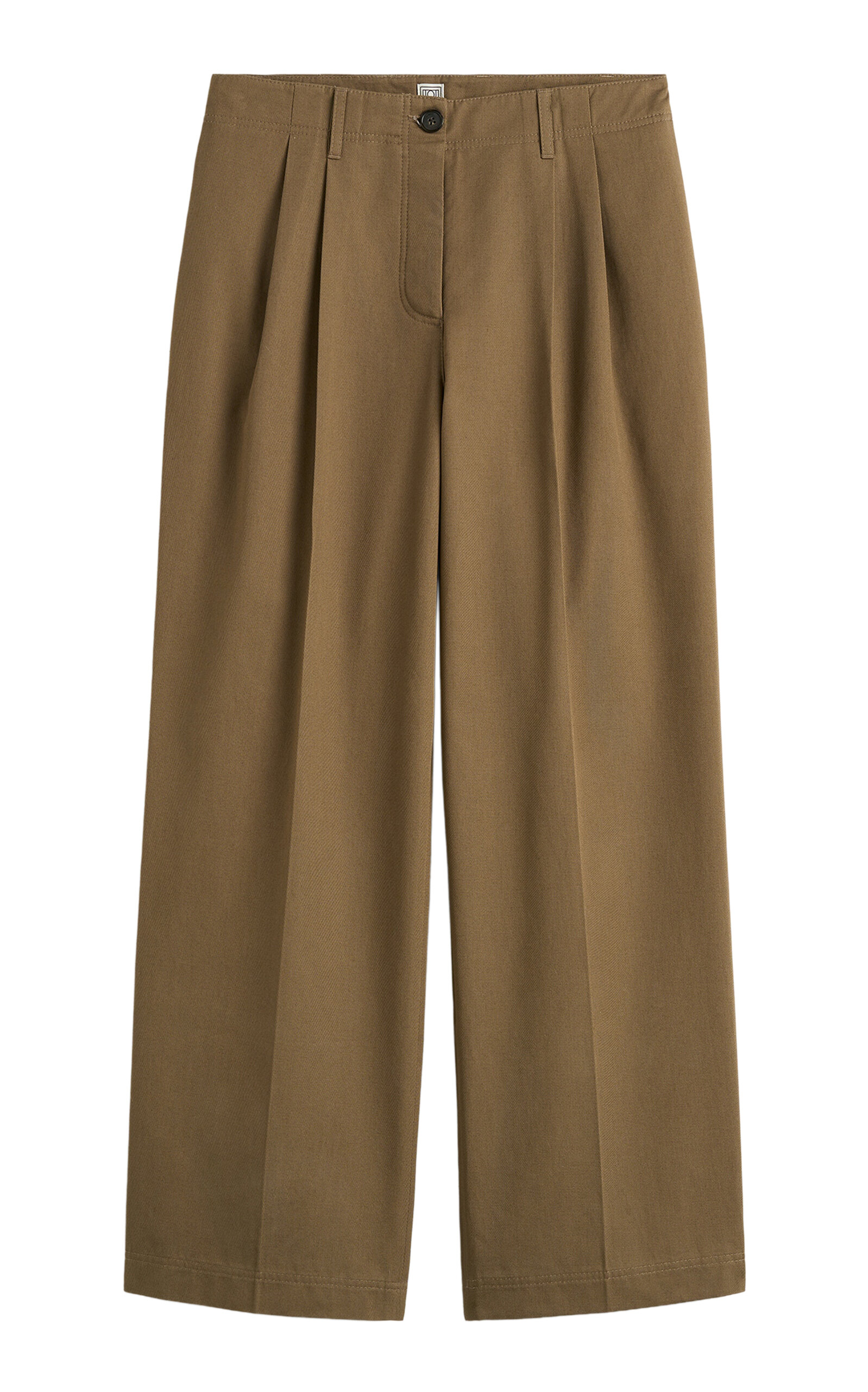 Toteme Pleated Cotton Twill Wide-Leg Pants - Women's Clothing