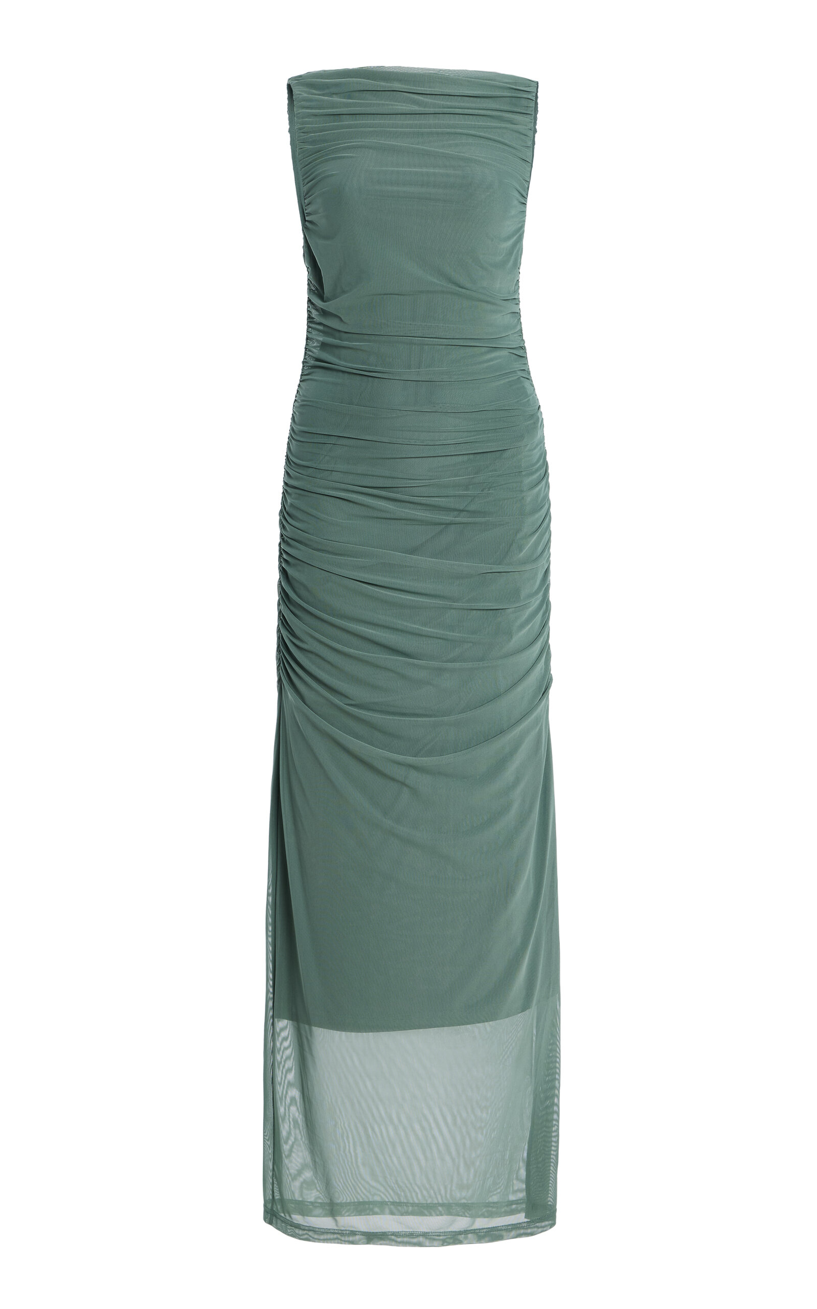 Significant Other Exclusive Whitney Ruched Mesh Midi Dress In Green