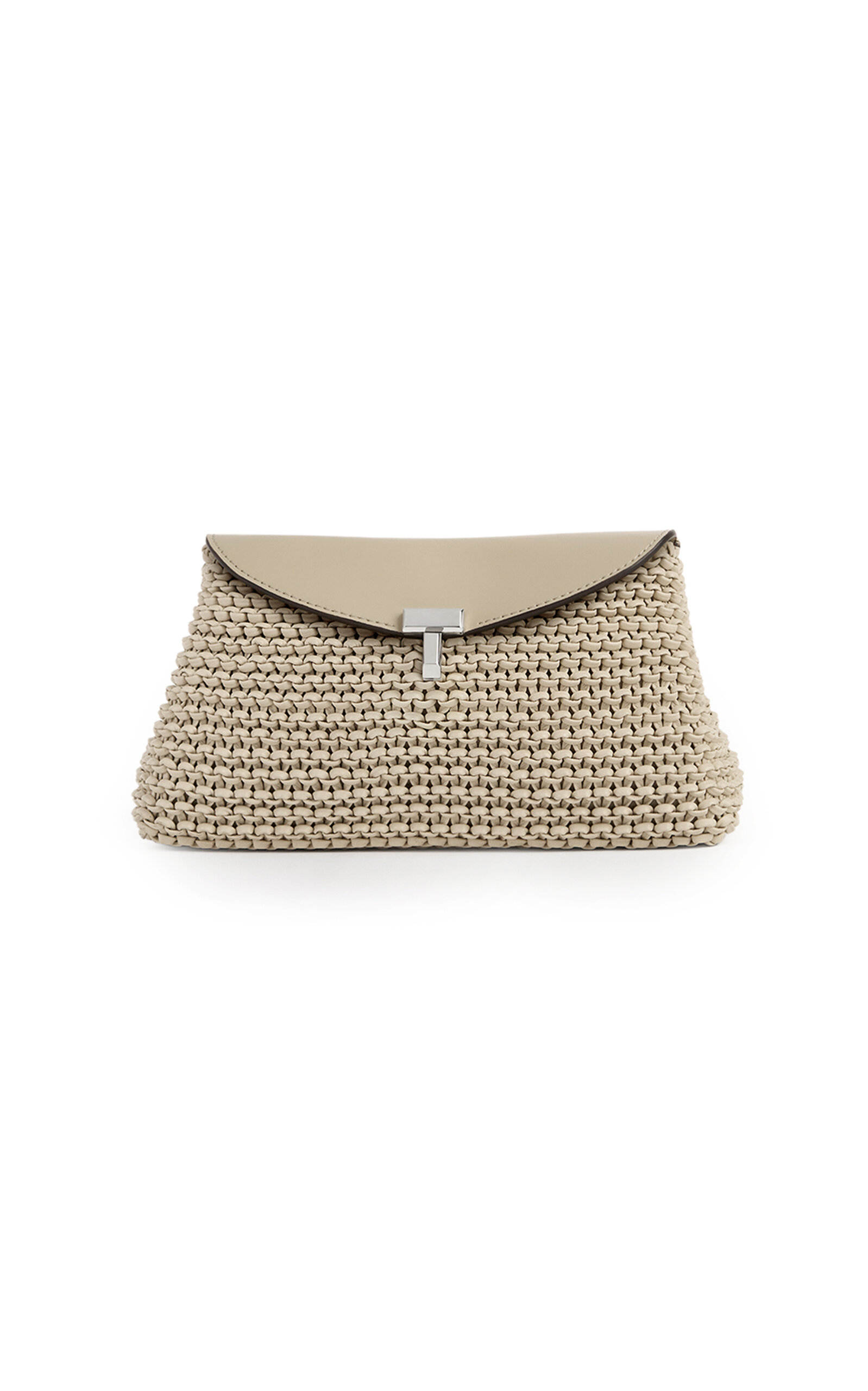 Toteme Mini T-Lock Woven-Leather Clutch - Moda Operandi
