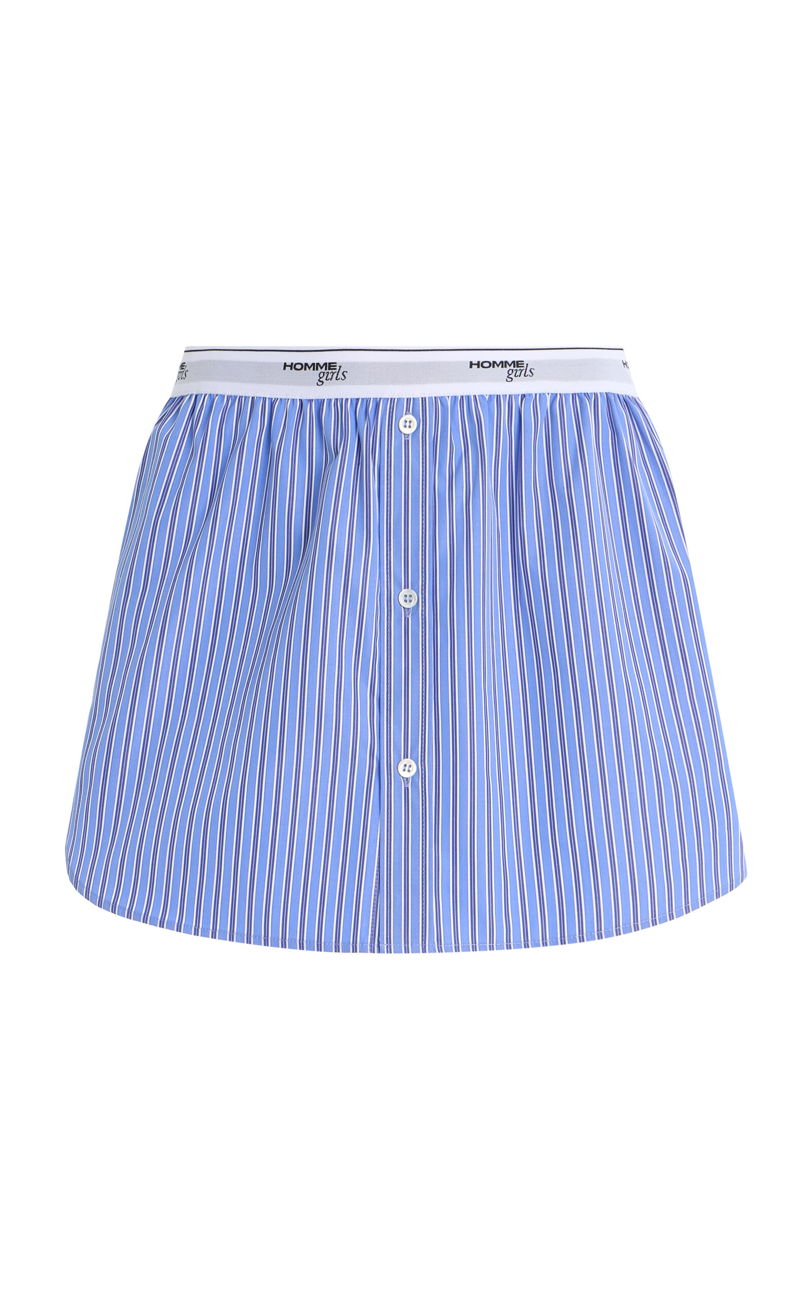 Hommegirls Shirttail Mini Skirt Bold Blue Stripe In Blue