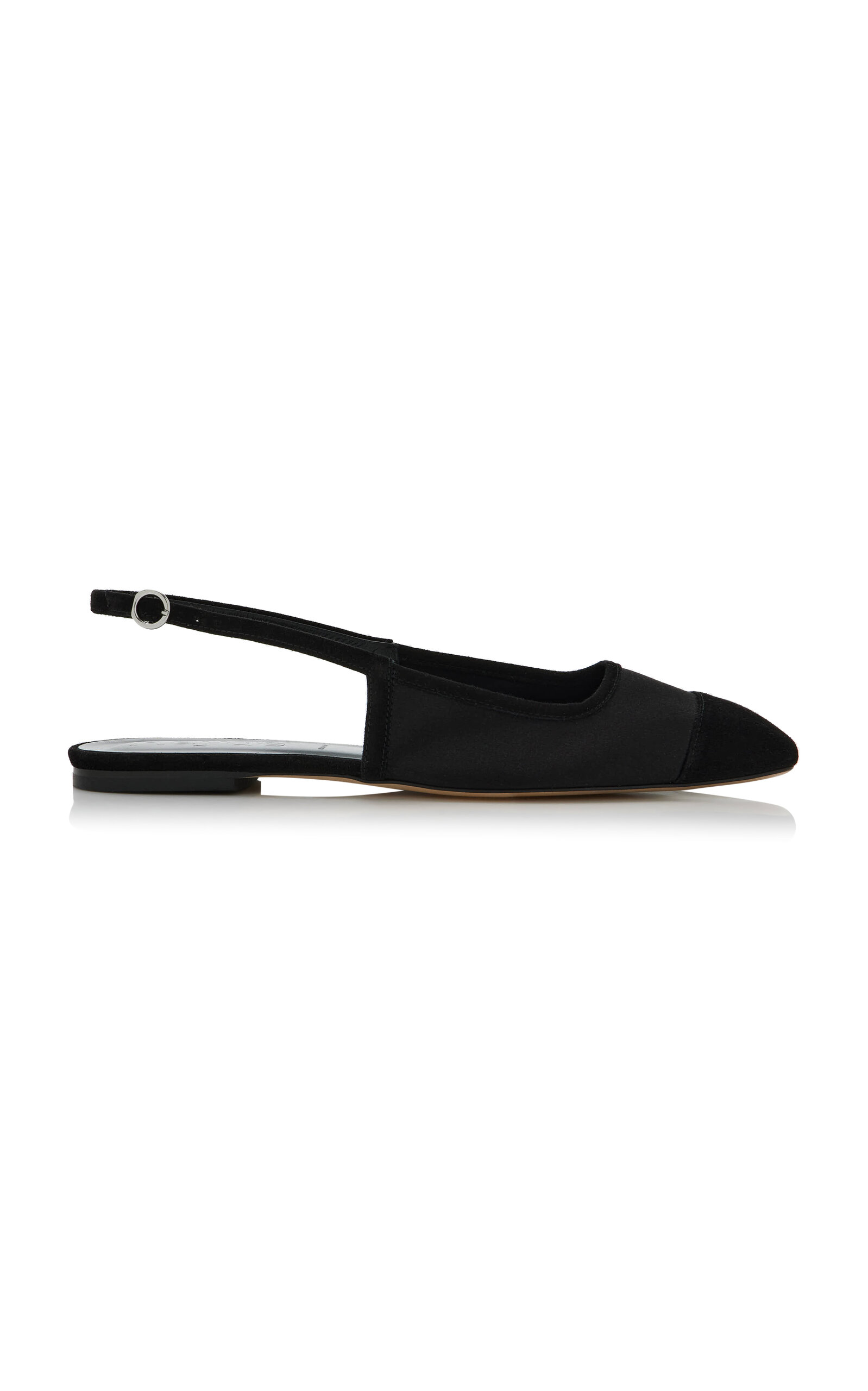Aeyde Geraldine Suede-Trimmed Satin Slingback Flats