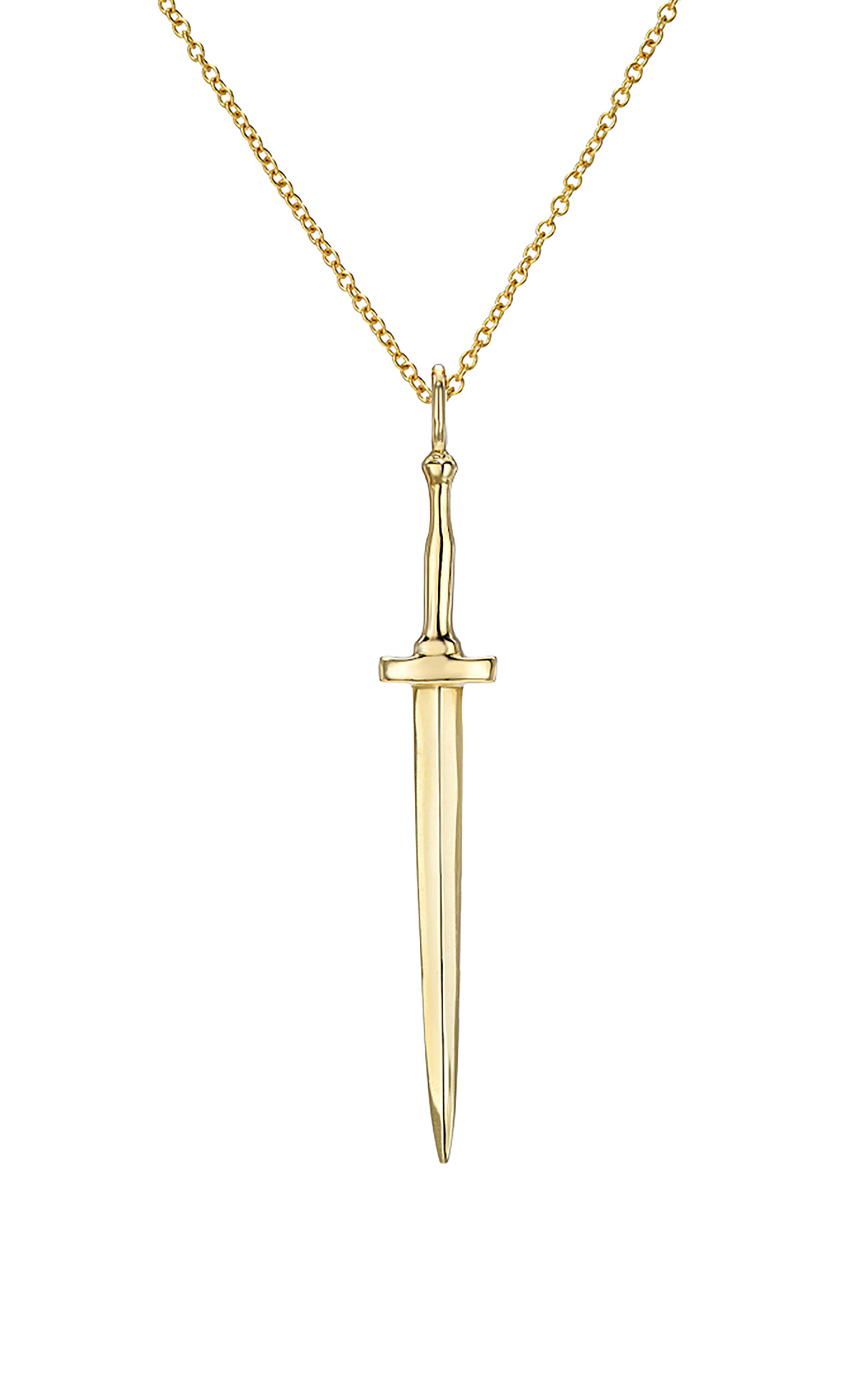 Large Dagger 14K Yellow Gold Necklace