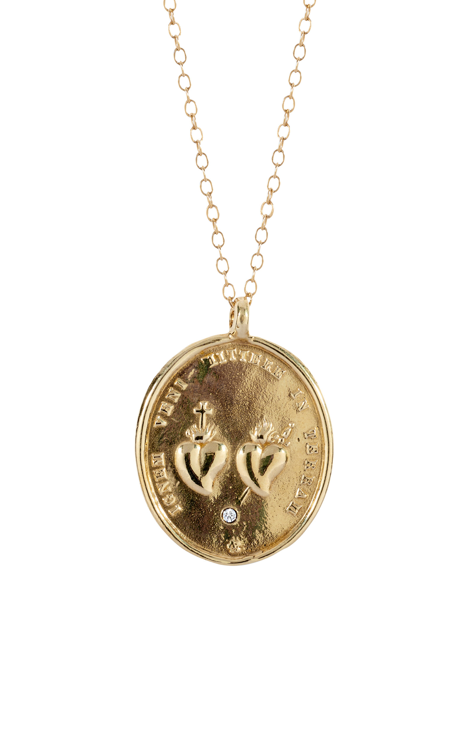 Sacred Hearts 14K Gold Diamond Necklace