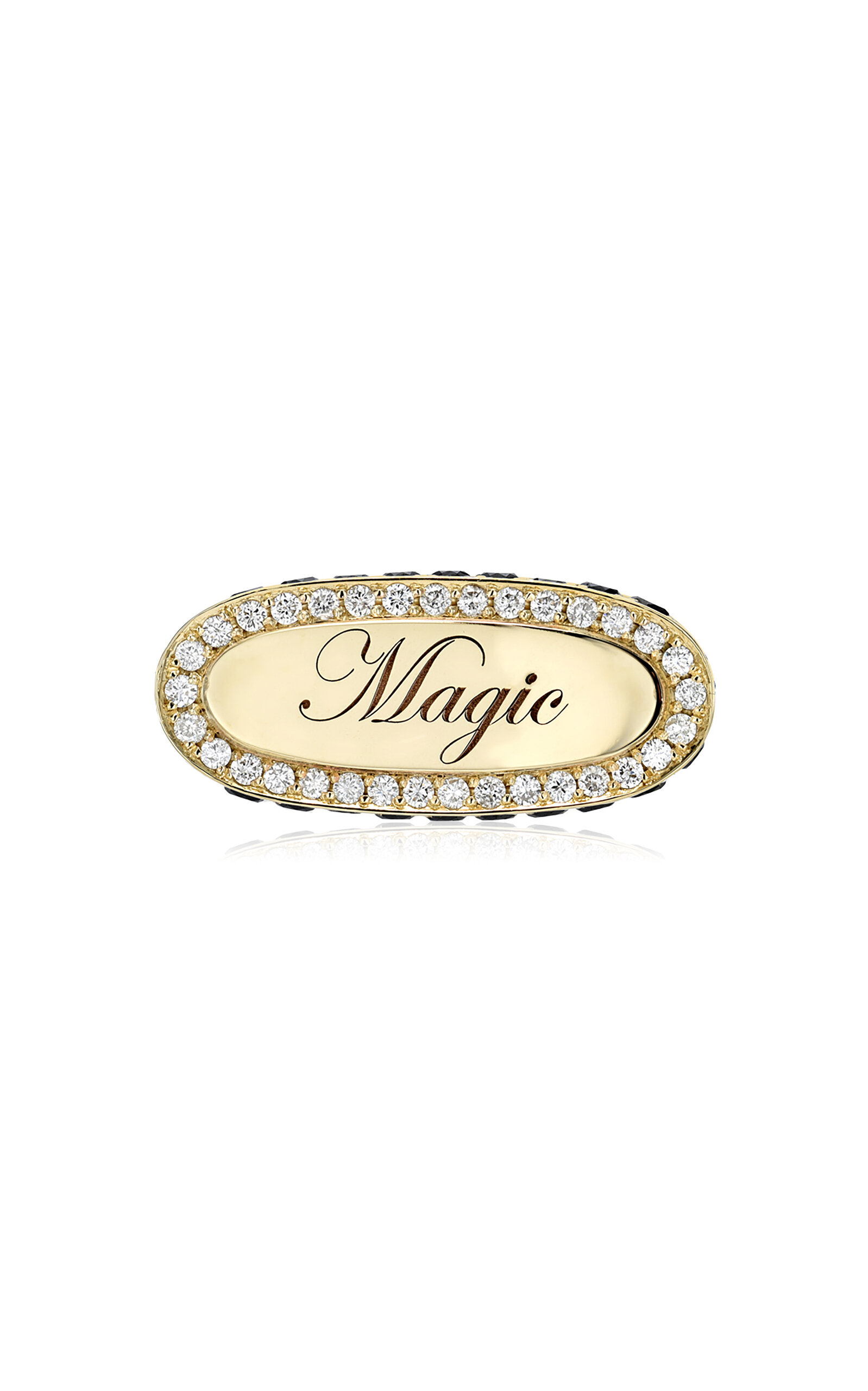 Magic 14K Yellow Gold Diamond Signet Ring