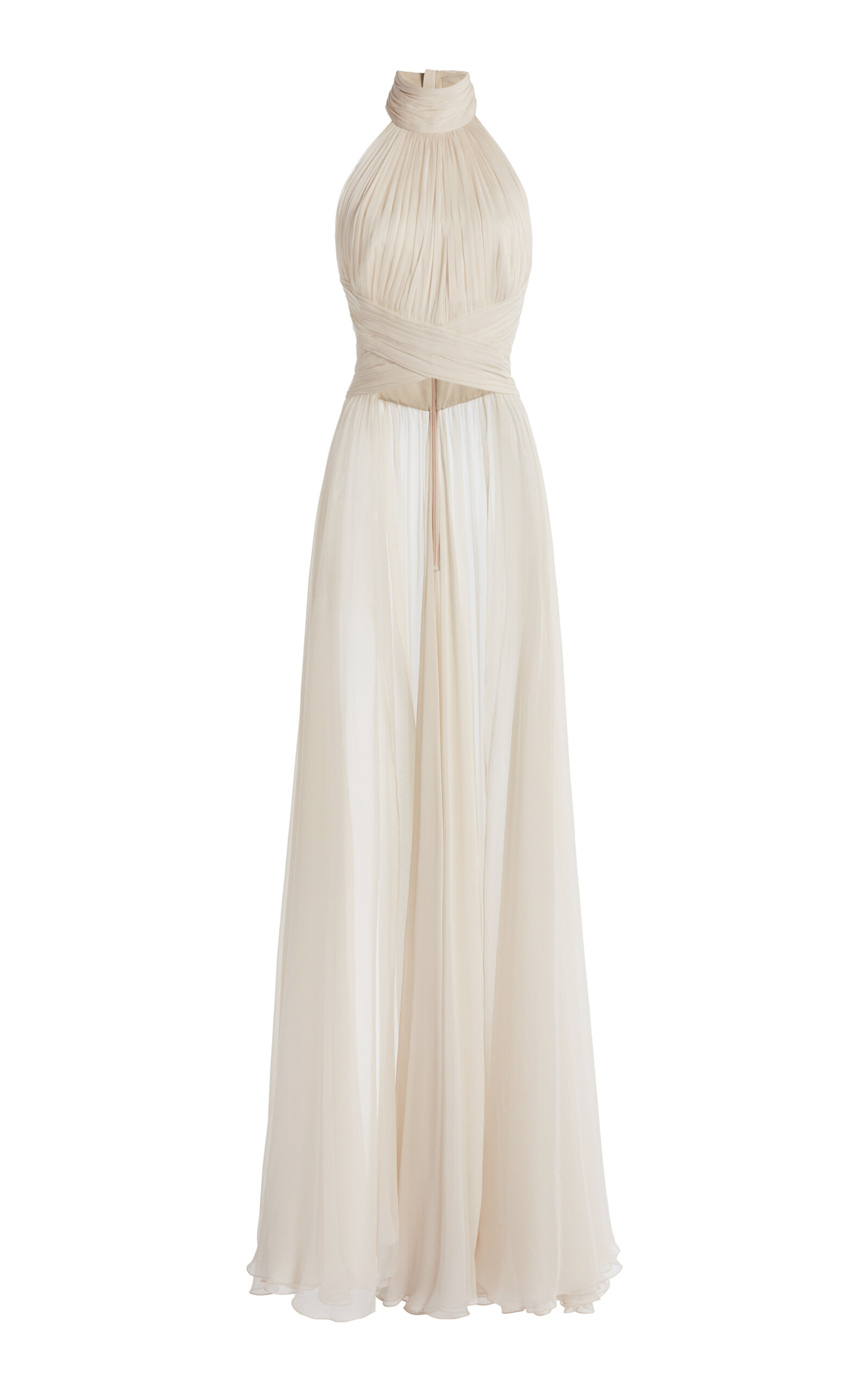 Zuhair Murad Skirt-detailed Draped Silk Chiffon Halter Top In White