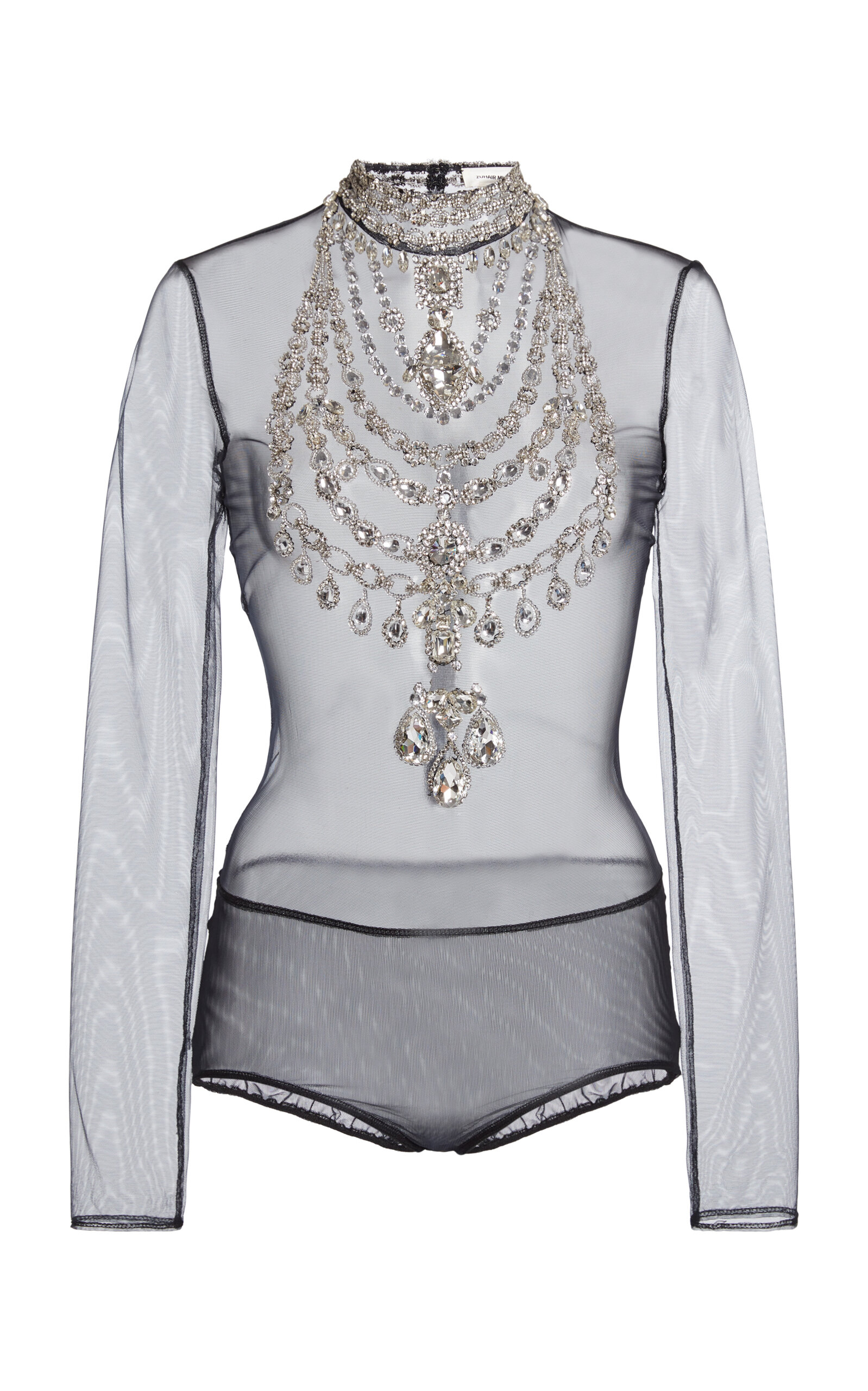 Zuhair Murad Tulle Embroidered Maharaja Bodysuit In Multi