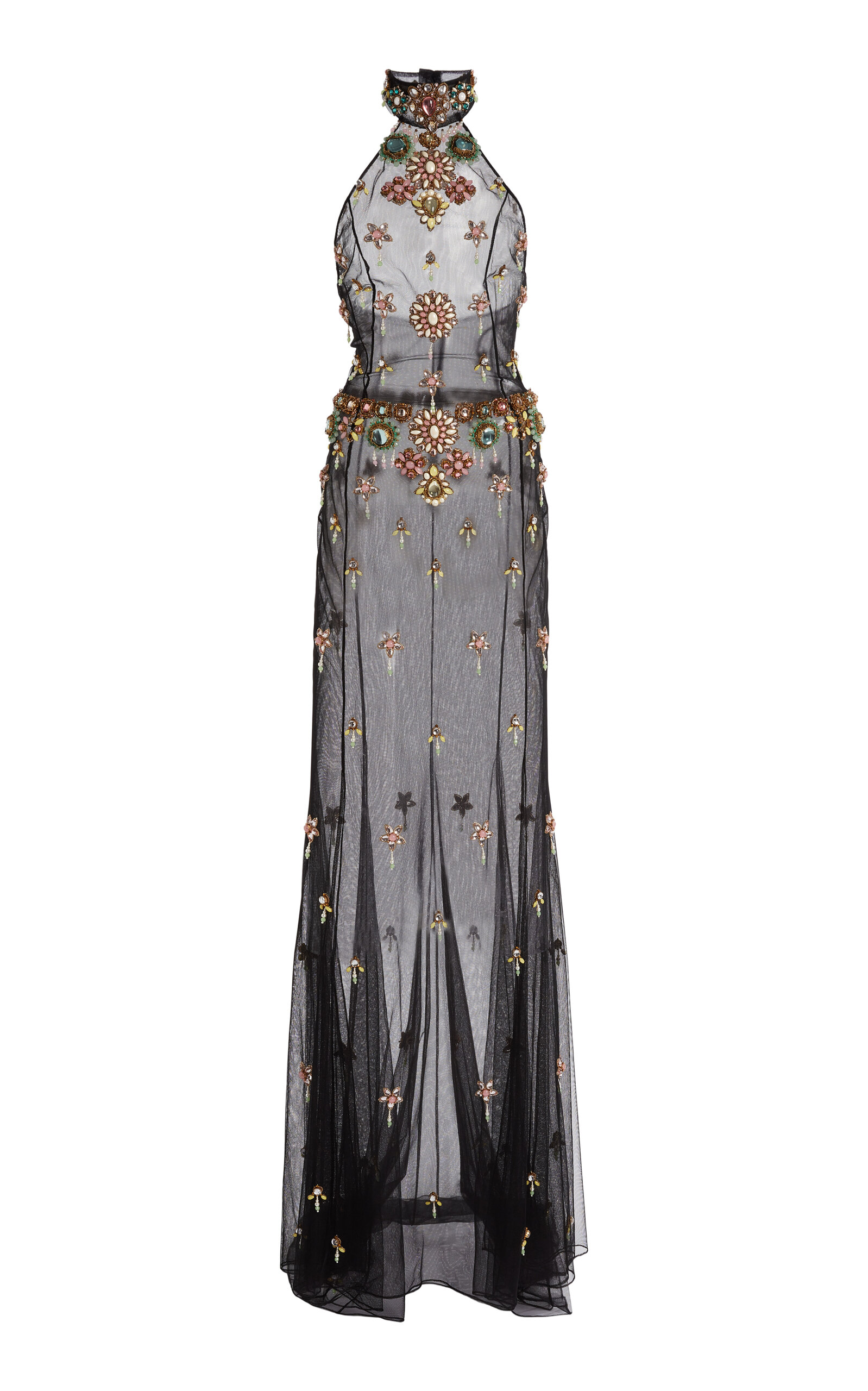 Zuhair Murad Beaded Maxi Halter Dress In Multi