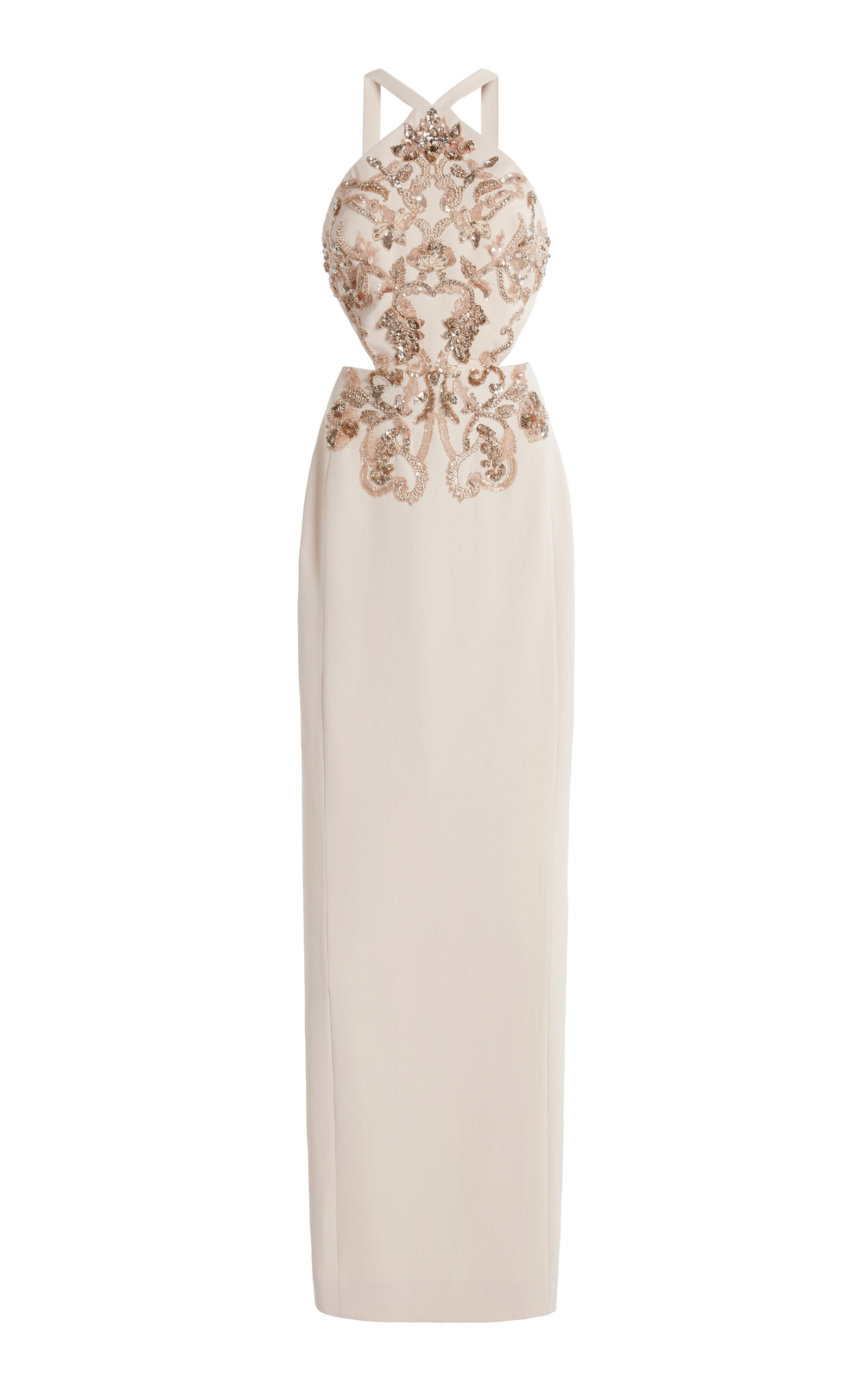 Zuhair Murad Cutout Embroidered Cady Maxi Dress In White