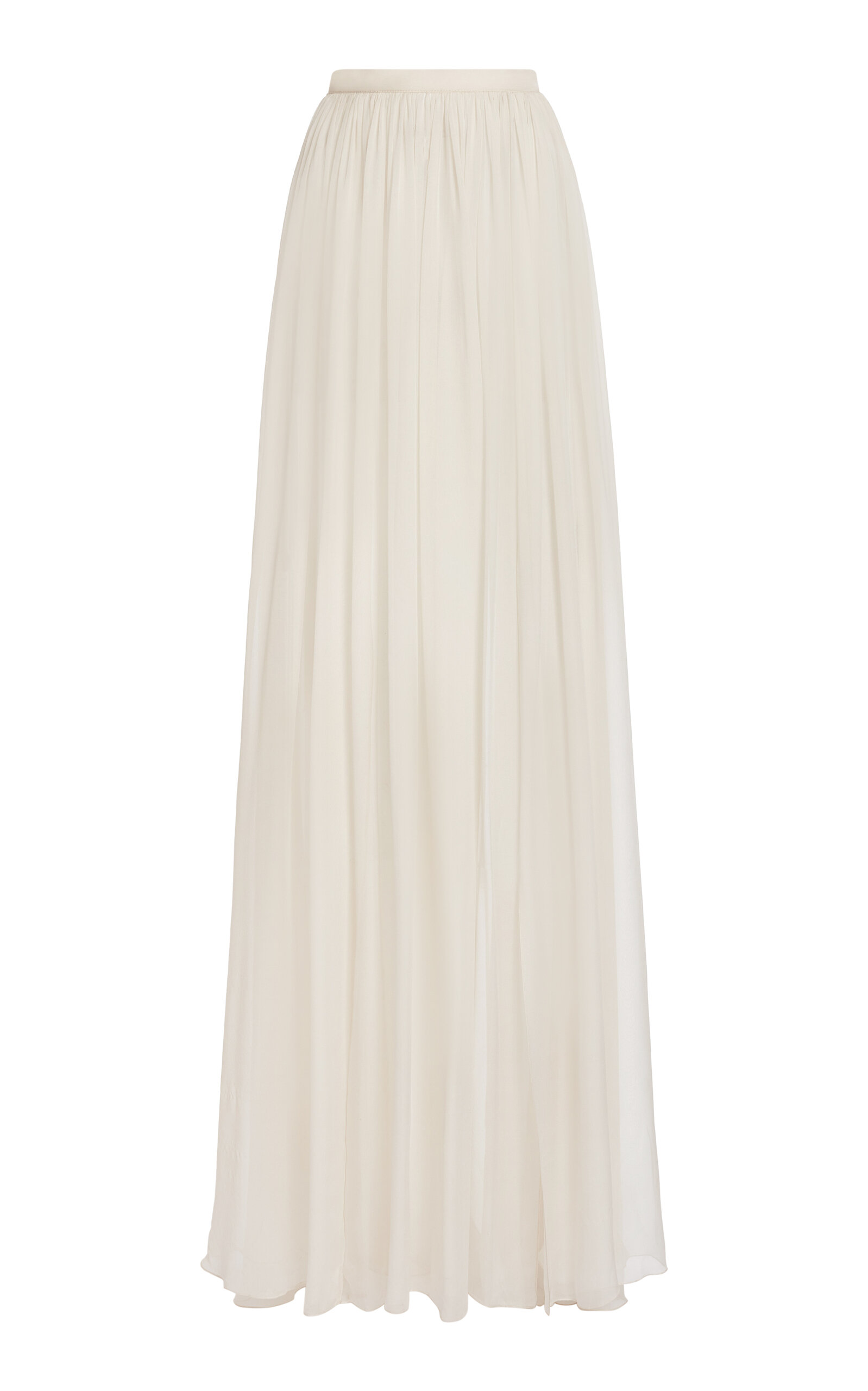 Zuhair Murad Pleated Silk Chiffon Maxi Skirt In White