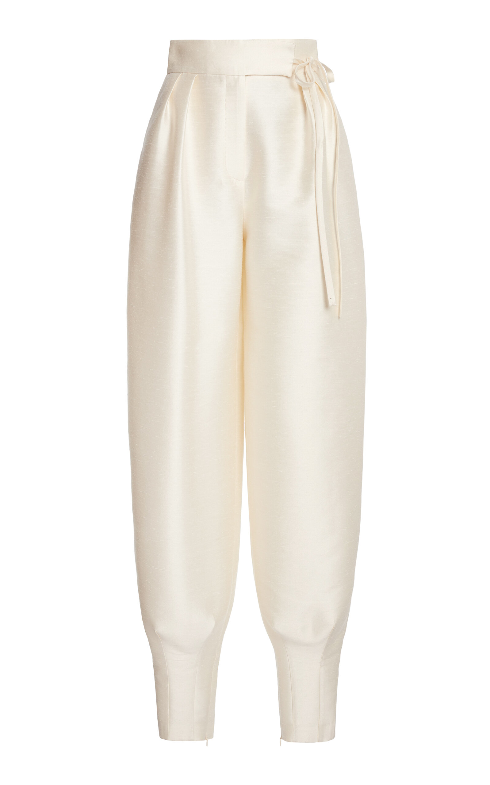 Zuhair Murad Cotton Shantung Trousers In White