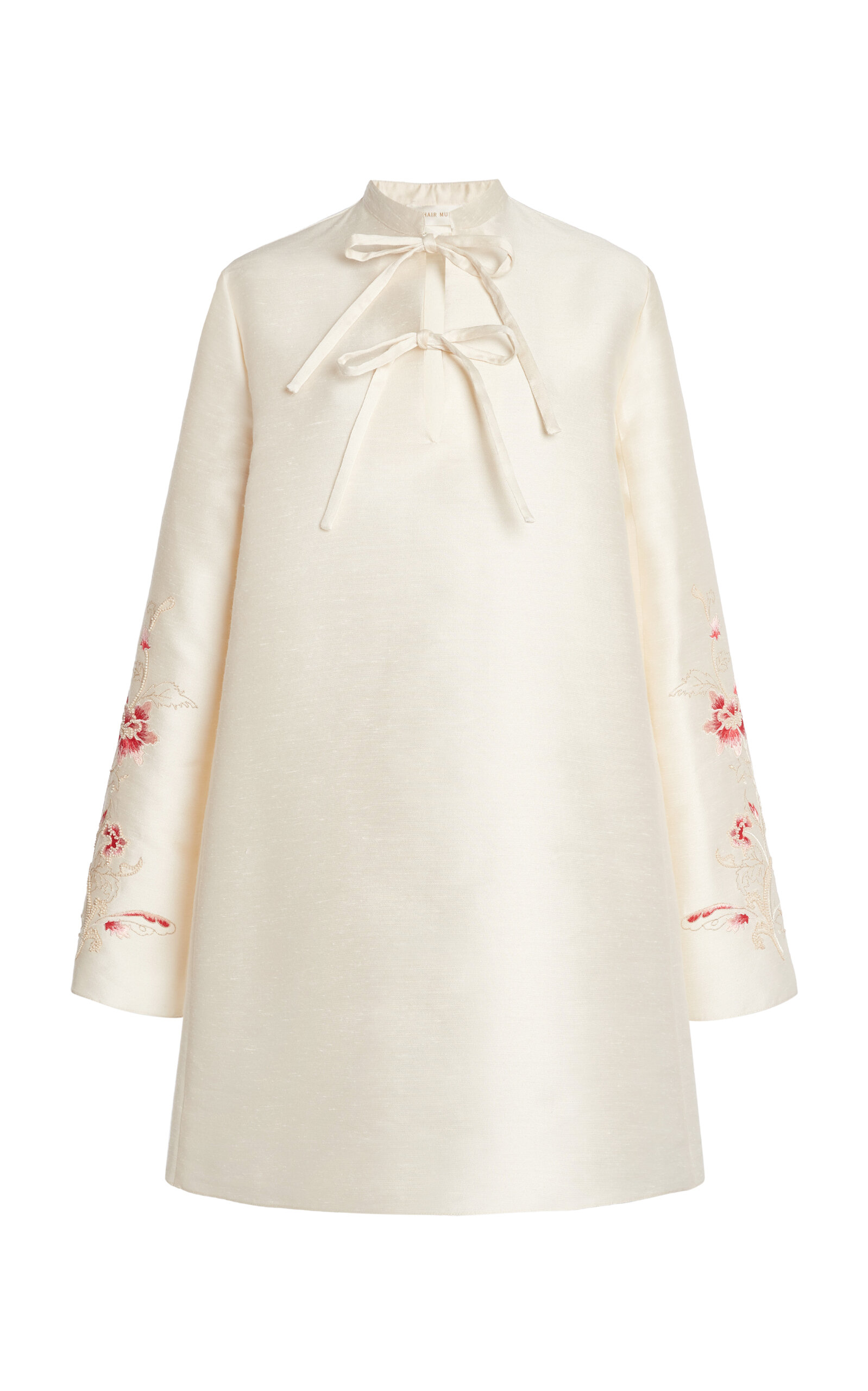 Zuhair Murad Embroidered Cotton Shantung Mini Dress In White