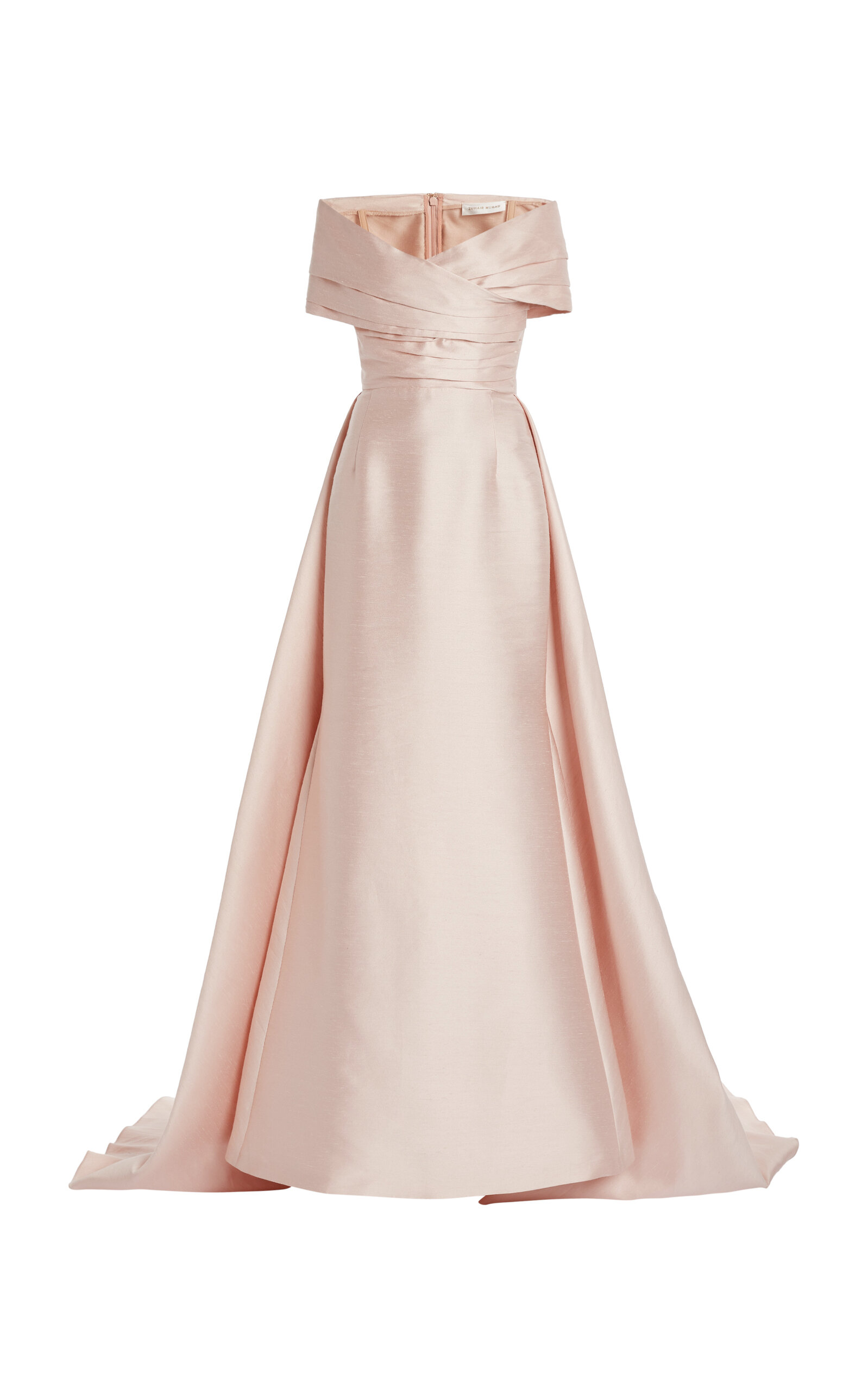 Zuhair Murad Draped Cotton Shantung Maxi Dress In Pink
