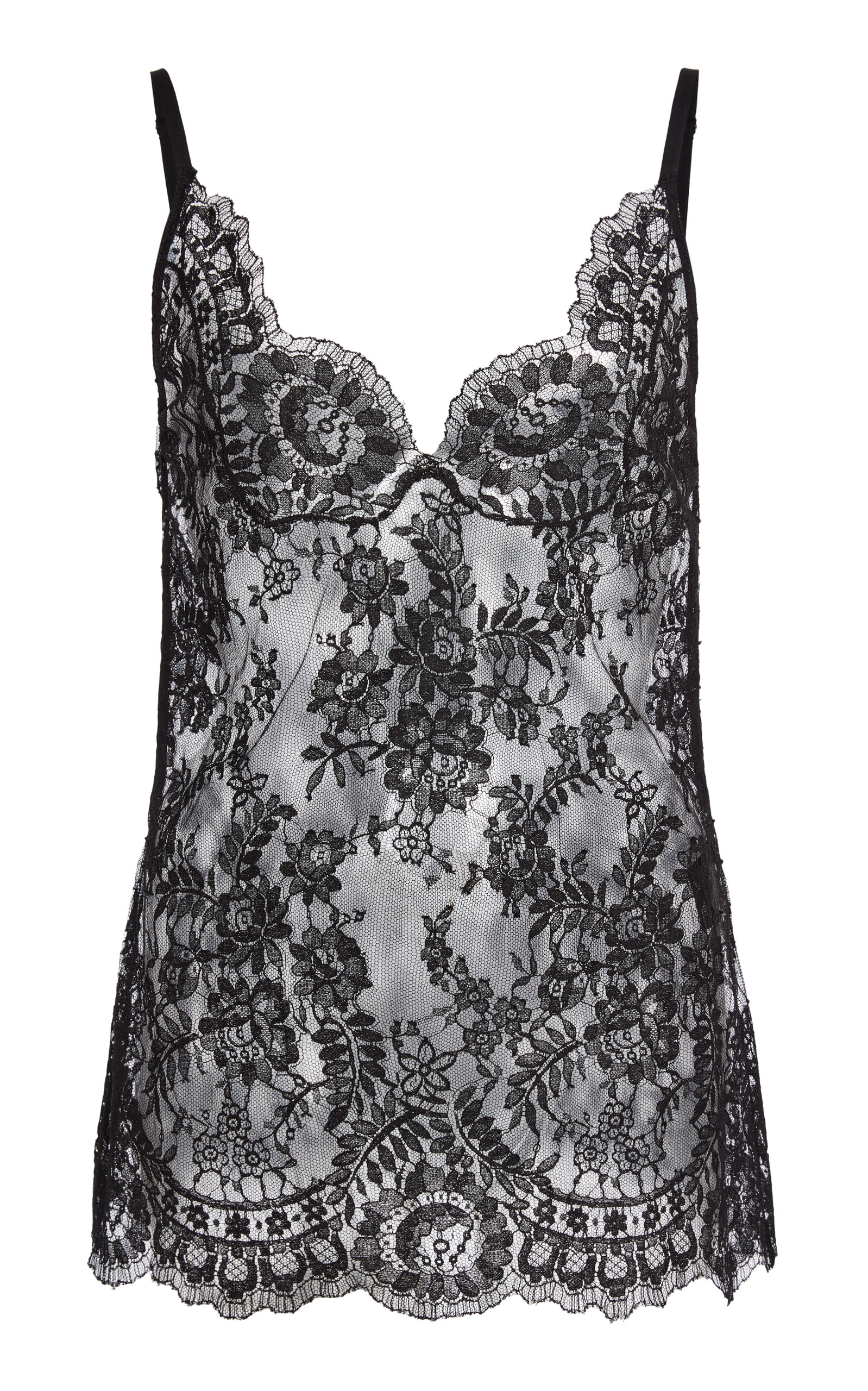 Zuhair Murad Lace-detailed Silk Georgette Top In Black