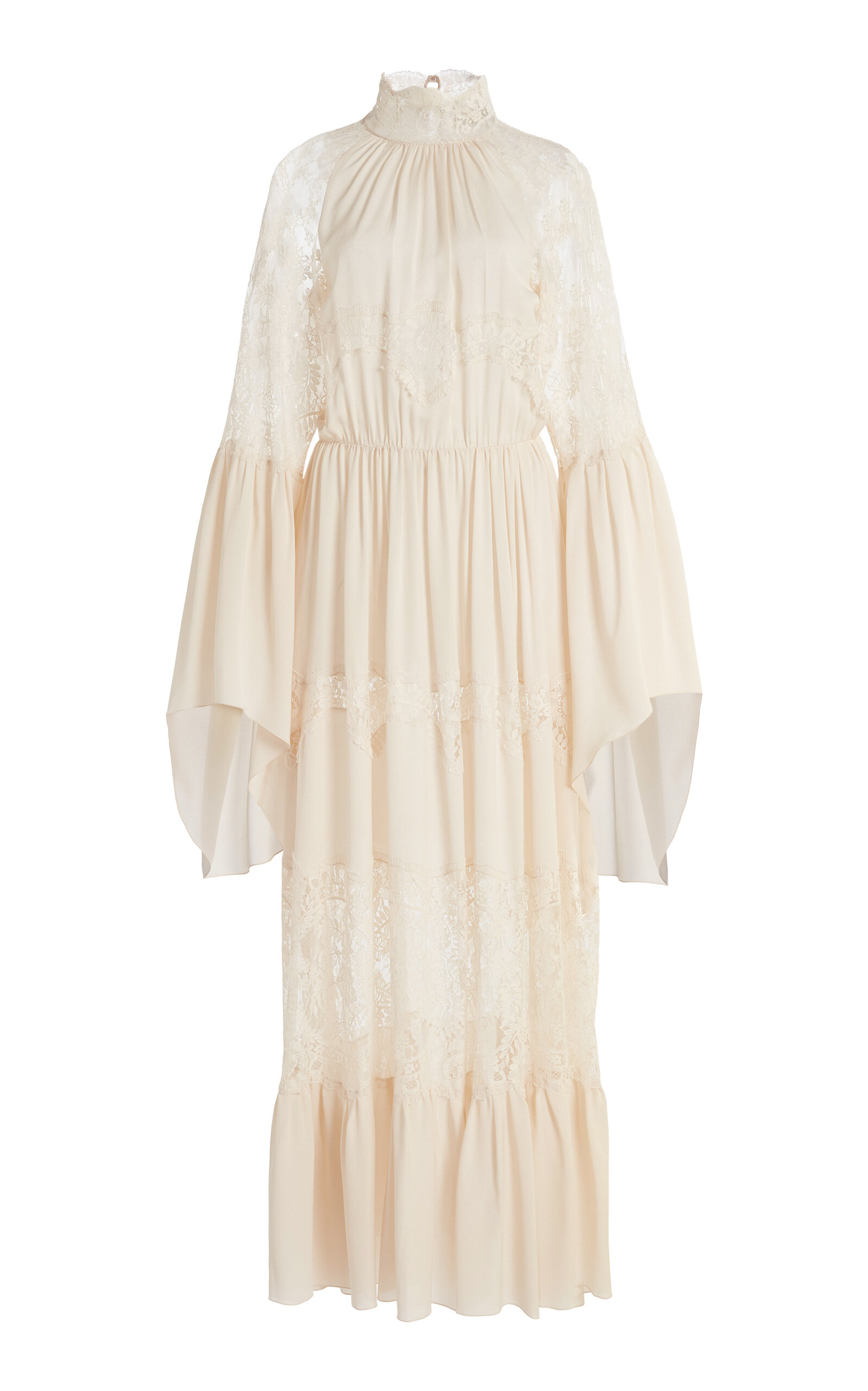 Zuhair Murad Lace-detailed Silk-georgette Dress In White