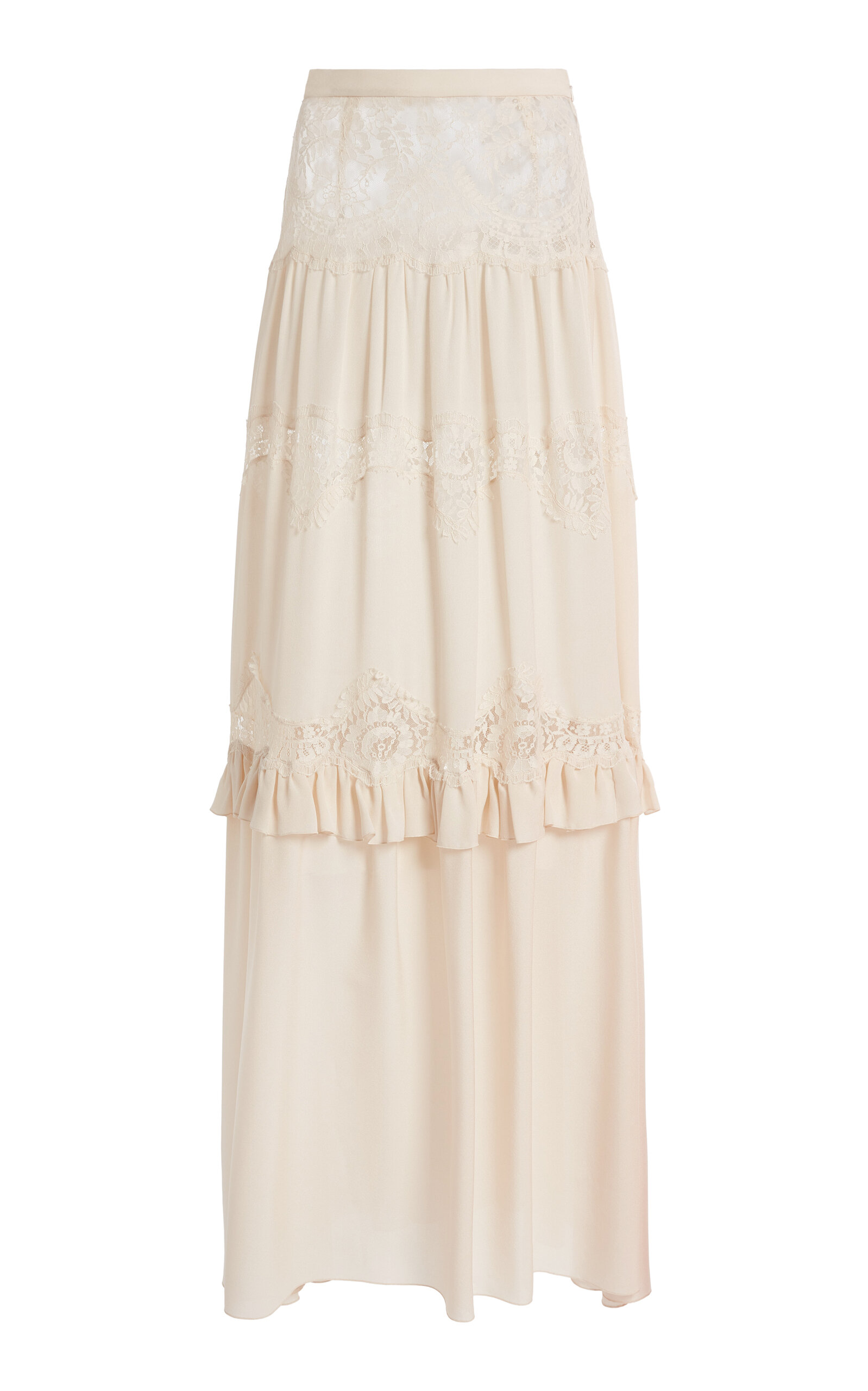 Zuhair Murad Lace-detailed Silk-georgetteskirt In White