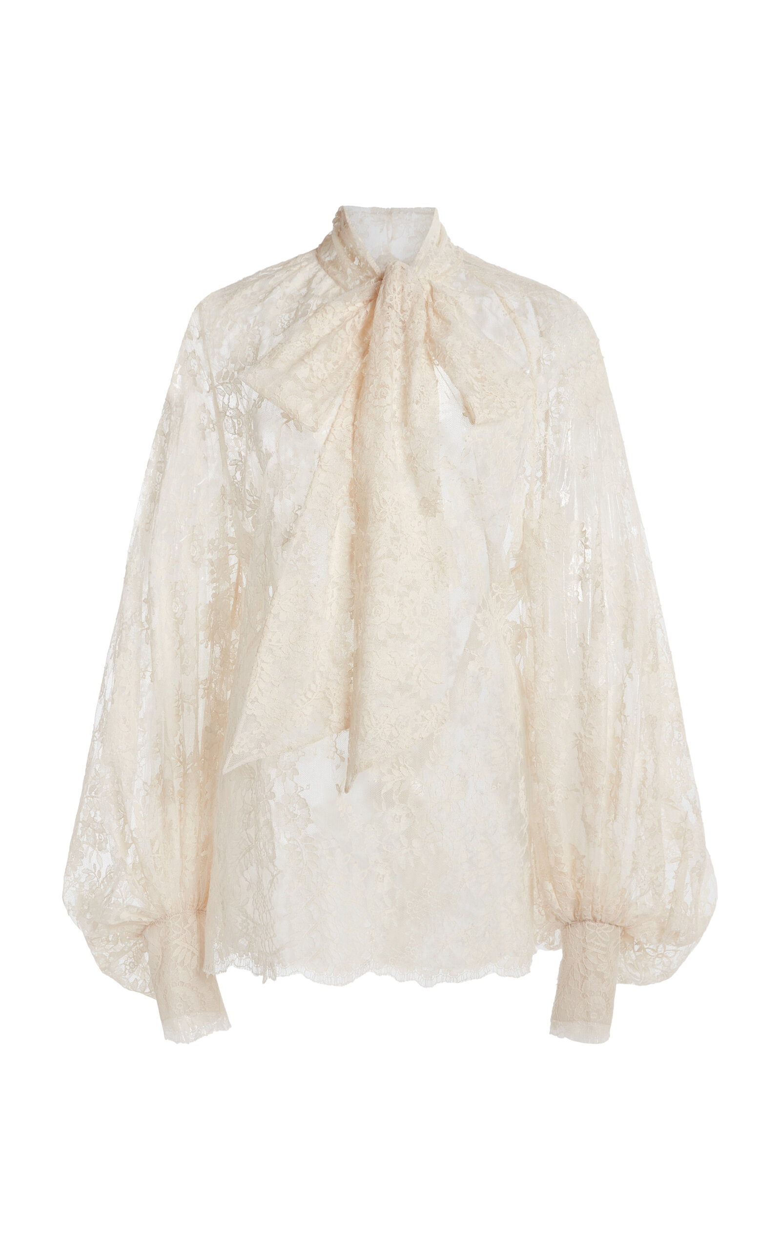 Zuhair Murad Lace-detailed Silk-georgette Scarf Top In White