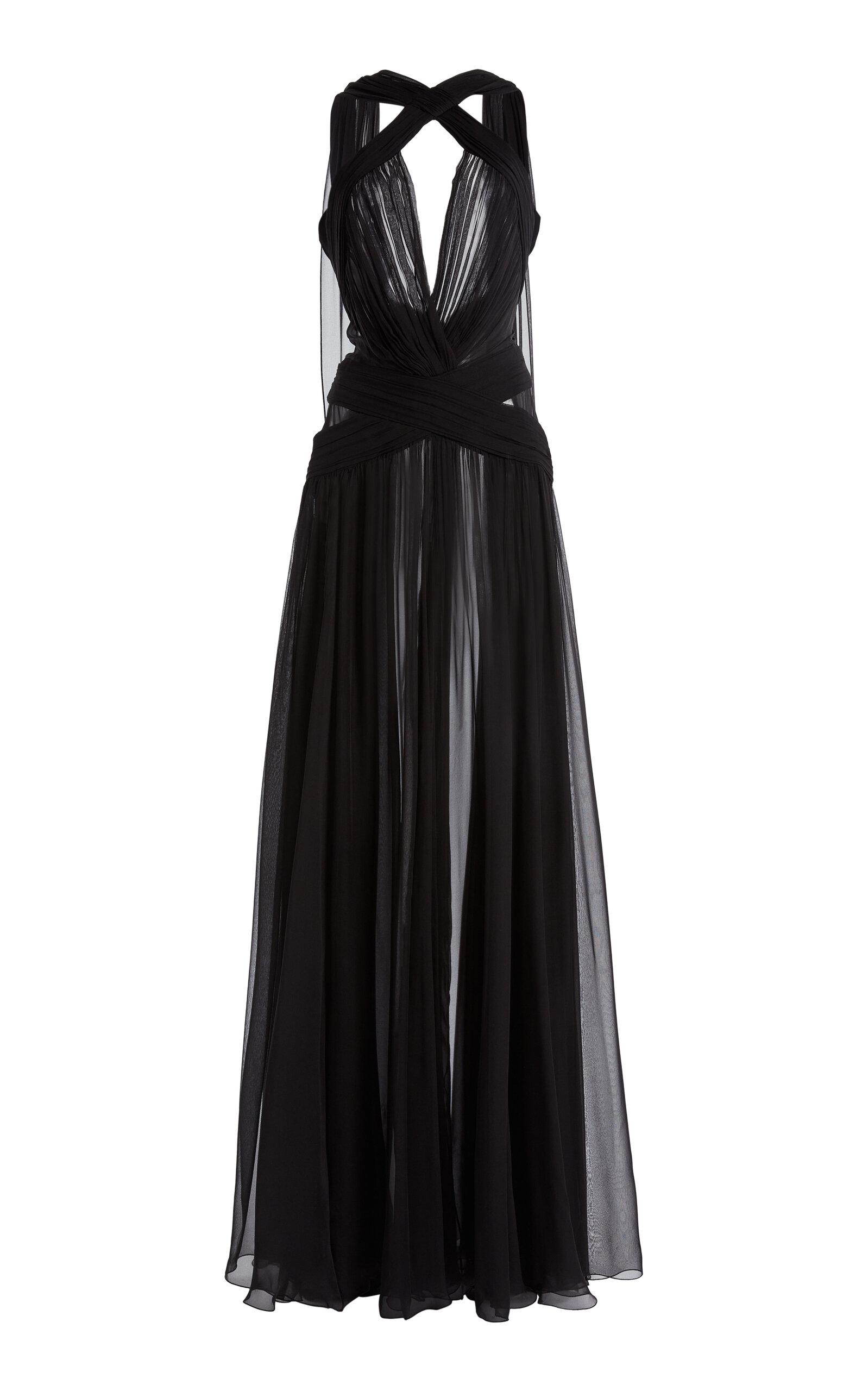 Zuhair Murad Silk Chiffon Maxi Dress In Black