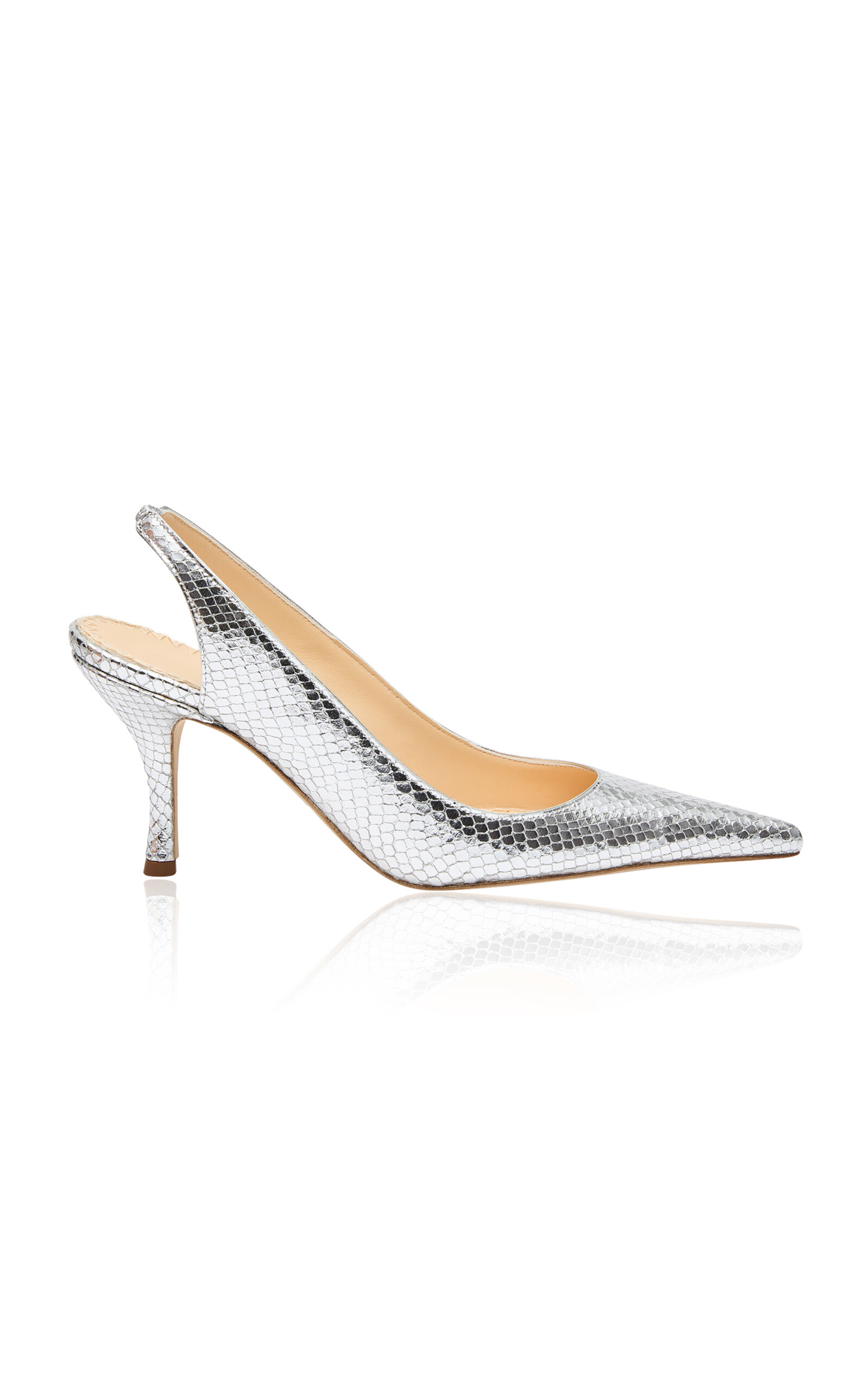 Magda Butrym Re26 Low Slingbacks Silver Snake Leather In Silver