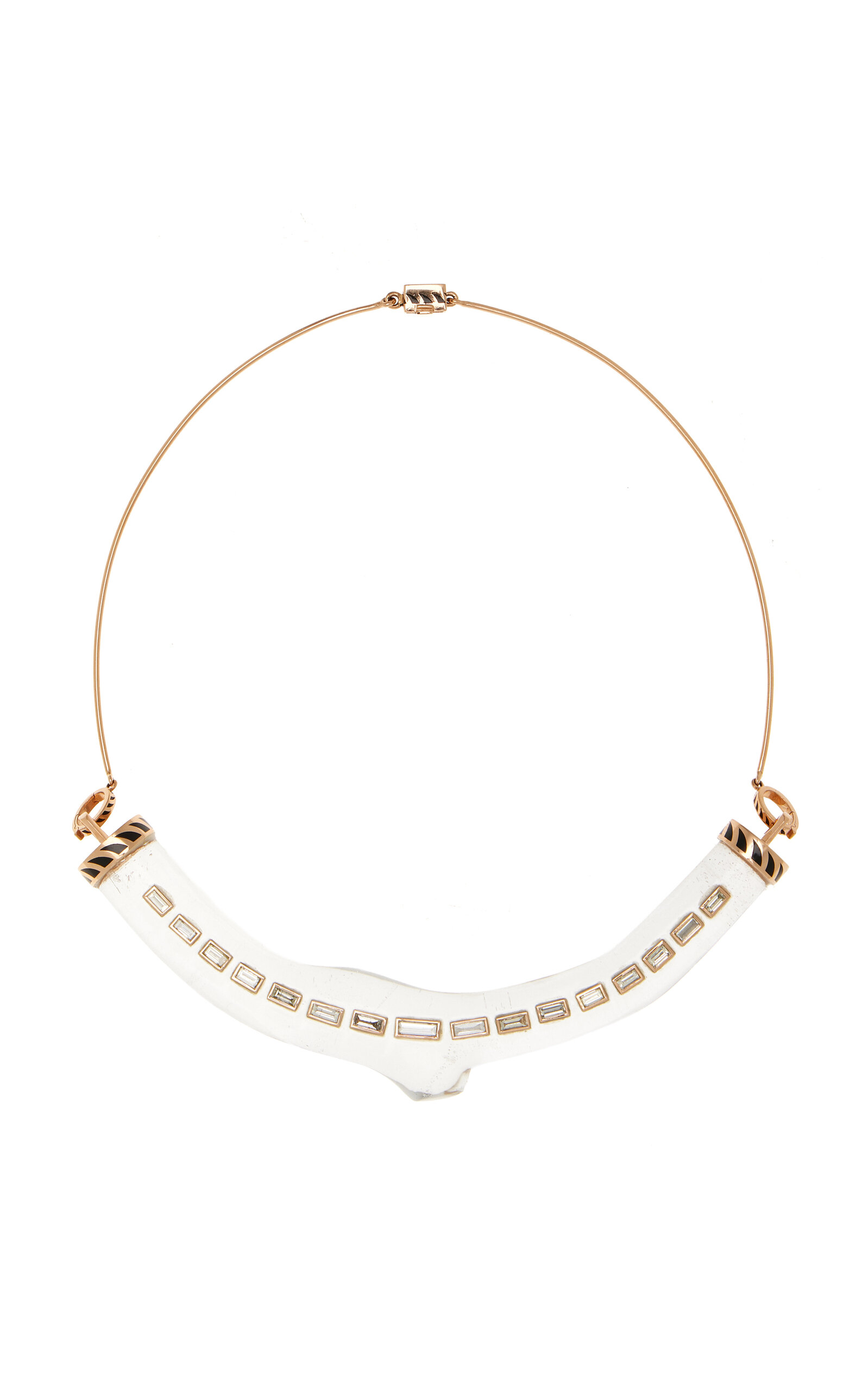 DEZSO BY SARA BELTRAN 18k Rose Gold Crystal and Baguette Diamond Coral Wire Necklace - Gold - OS - Only At Moda Operandi