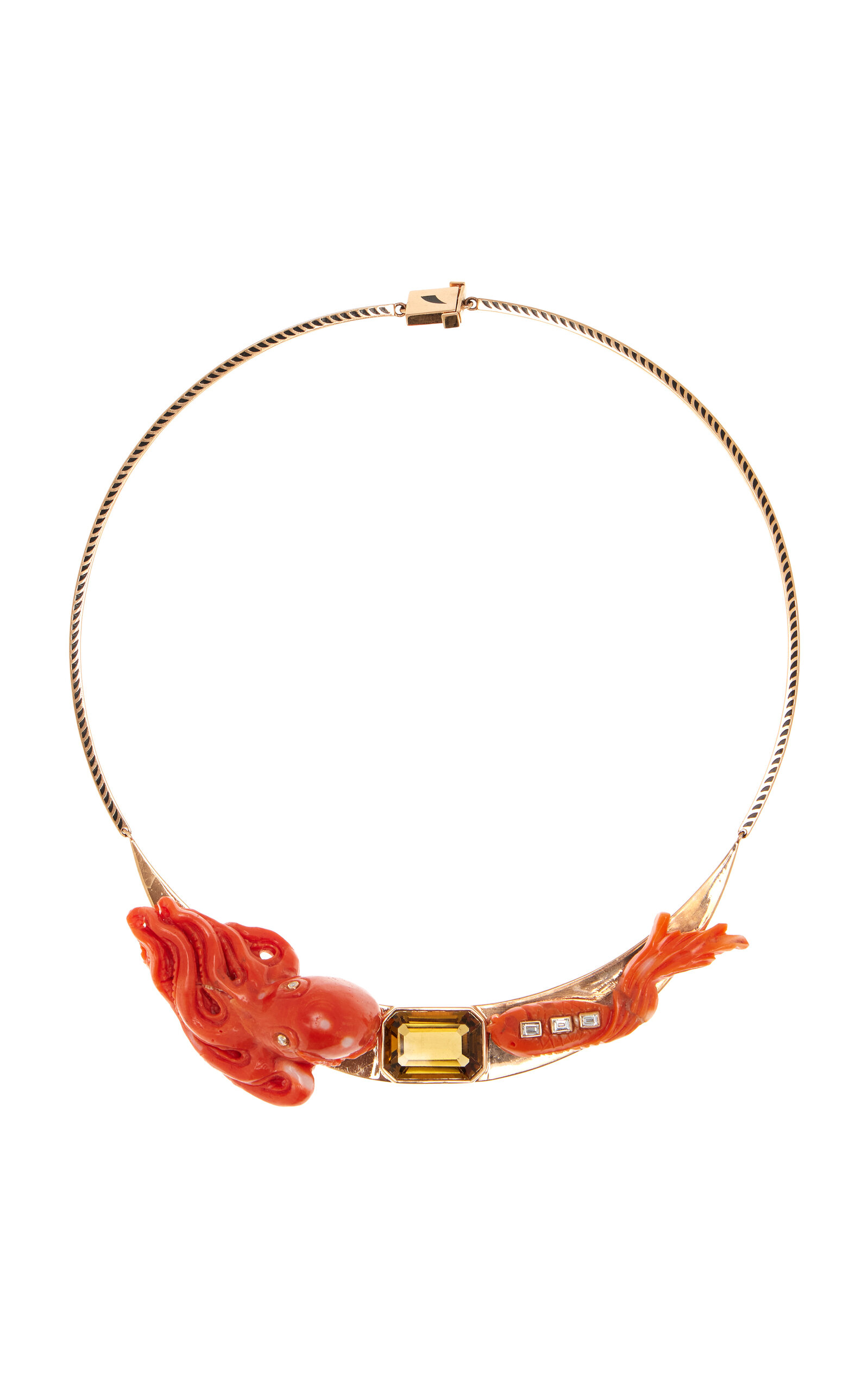 Dezso By Sara Beltran 18k Rose Gold Octopus And Fish Necklace In Gold
