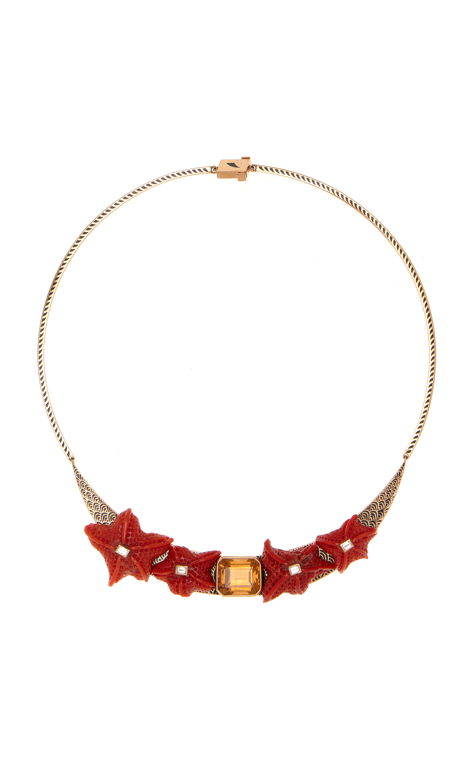 DEZSO BY SARA BELTRAN 18k Rose Gold Coral Star Necklace with Citrine and Diamonds - Gold - OS - Only At Moda Operandi