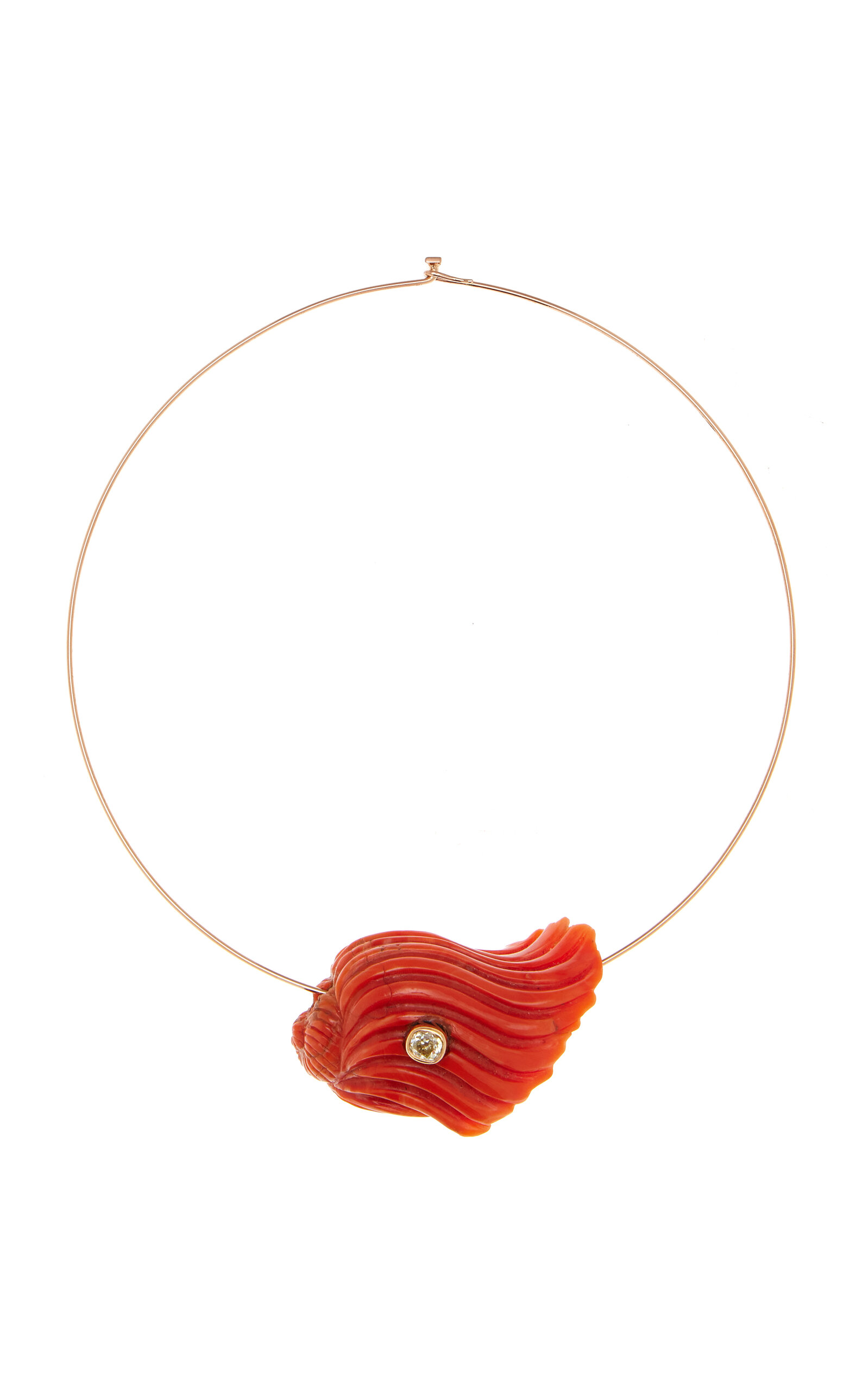 DEZSO BY SARA BELTRAN 18k Rose Gold Coral Shell With Diamond Necklace - Gold - OS - Only At Moda Operandi