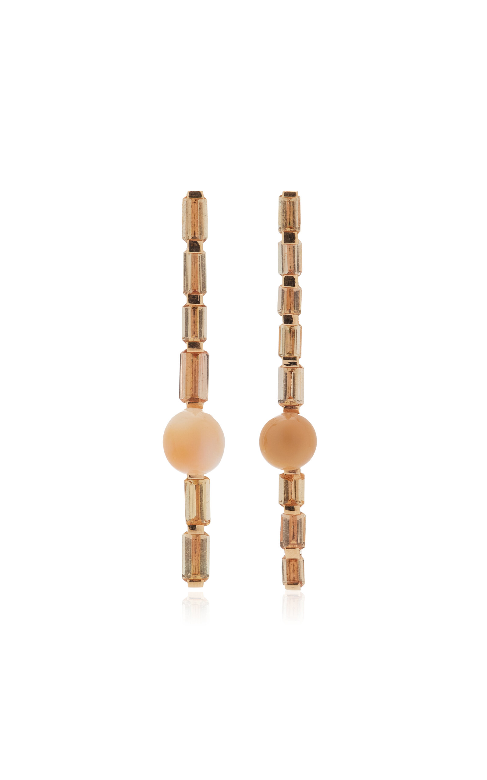 Dezso By Sara Beltran 18k Rose Gold Imperial Topaz And Cassis Pearl Earrings In Gold